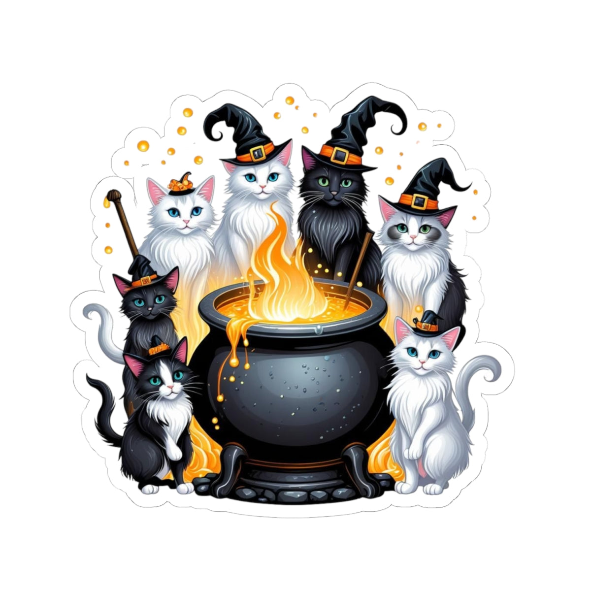 Witchy Ragdoll Cat Sticker - Cute Halloween Sticker - Magical Cauldron - Cat Lover Gift - Spooky Cute