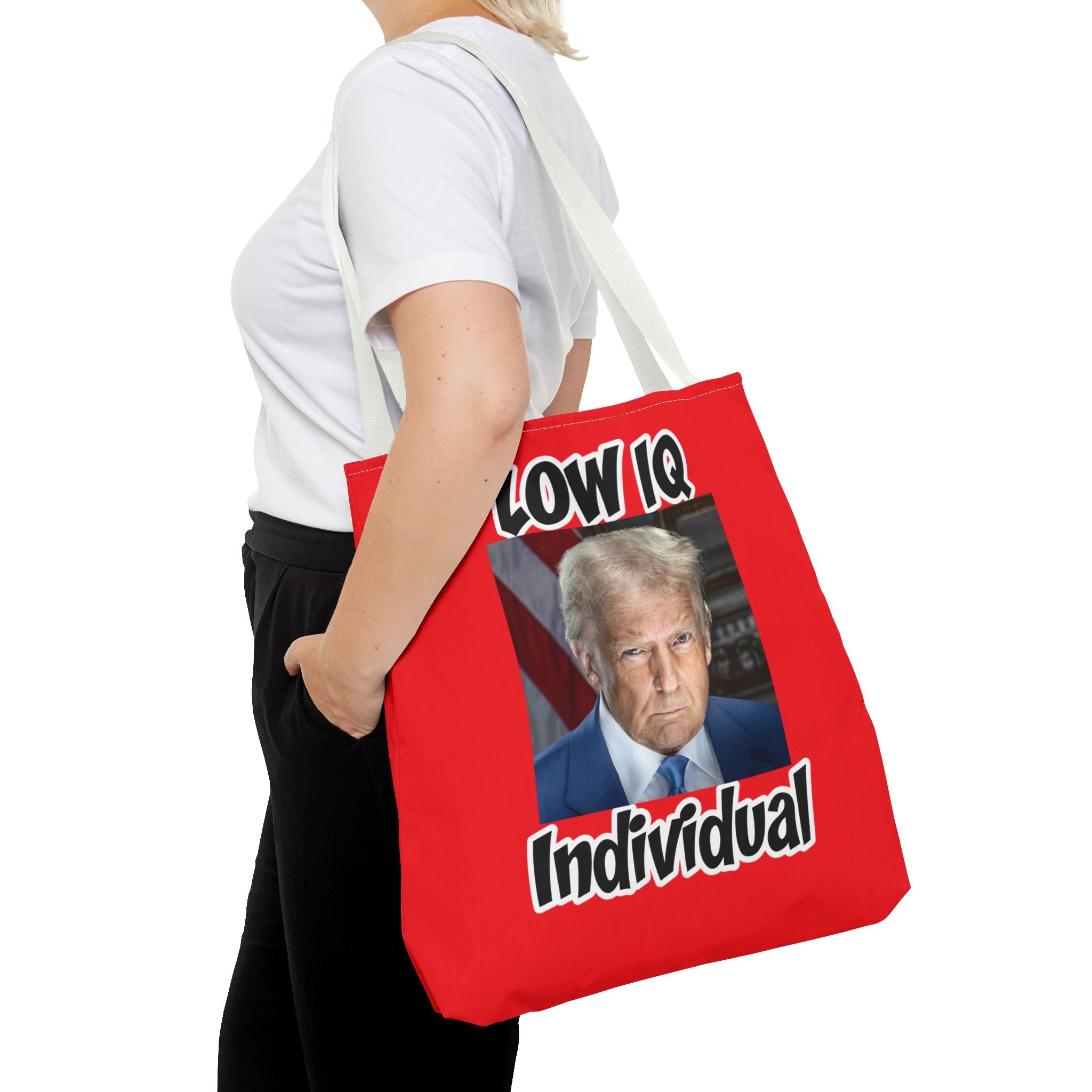 Anti Trump Tote Bag - Low IQ Individual - Political Satire Bag - Anti MAGA Tote - Democrat Gift - Protest Bag