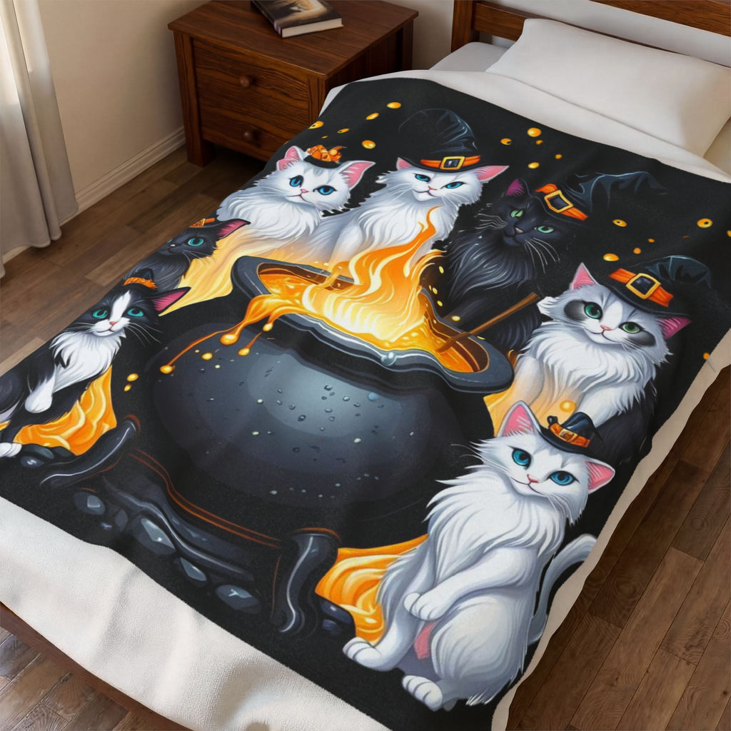 Halloween Ragdolls Cat Witch Blanket - Halloween Cauldron - Spooky Cute - Cat Lover Gift - Witchy Vibes