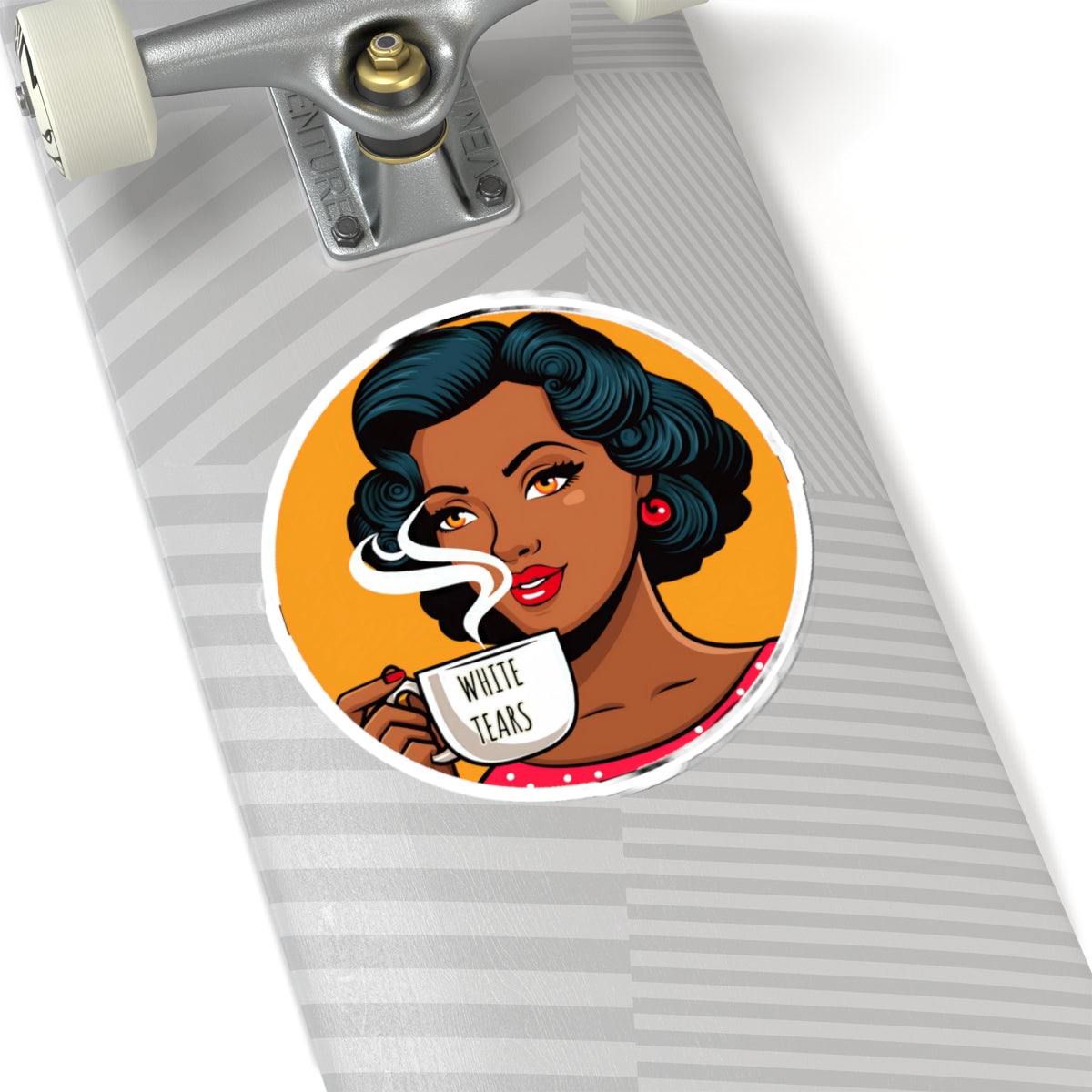 White Tears Retro Black Woman - Anti Racism Decal - Feminist Sticker - Anti MAGA Anti Trump - Political Satire Statement Decal