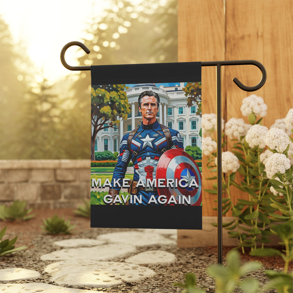 Gavin Newsom Captain America Yard Banner - Subtle Anti Trump Merch - Anti MAGA Flag - Democrat Gift - Anti Republican