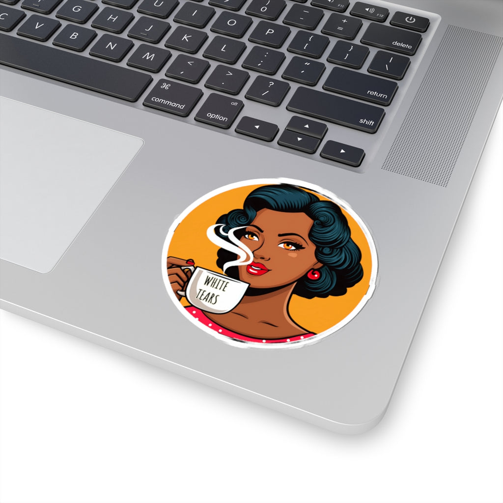 White Tears Retro Black Woman - Anti Racism Decal - Feminist Sticker - Anti MAGA Anti Trump - Political Satire Statement Decal