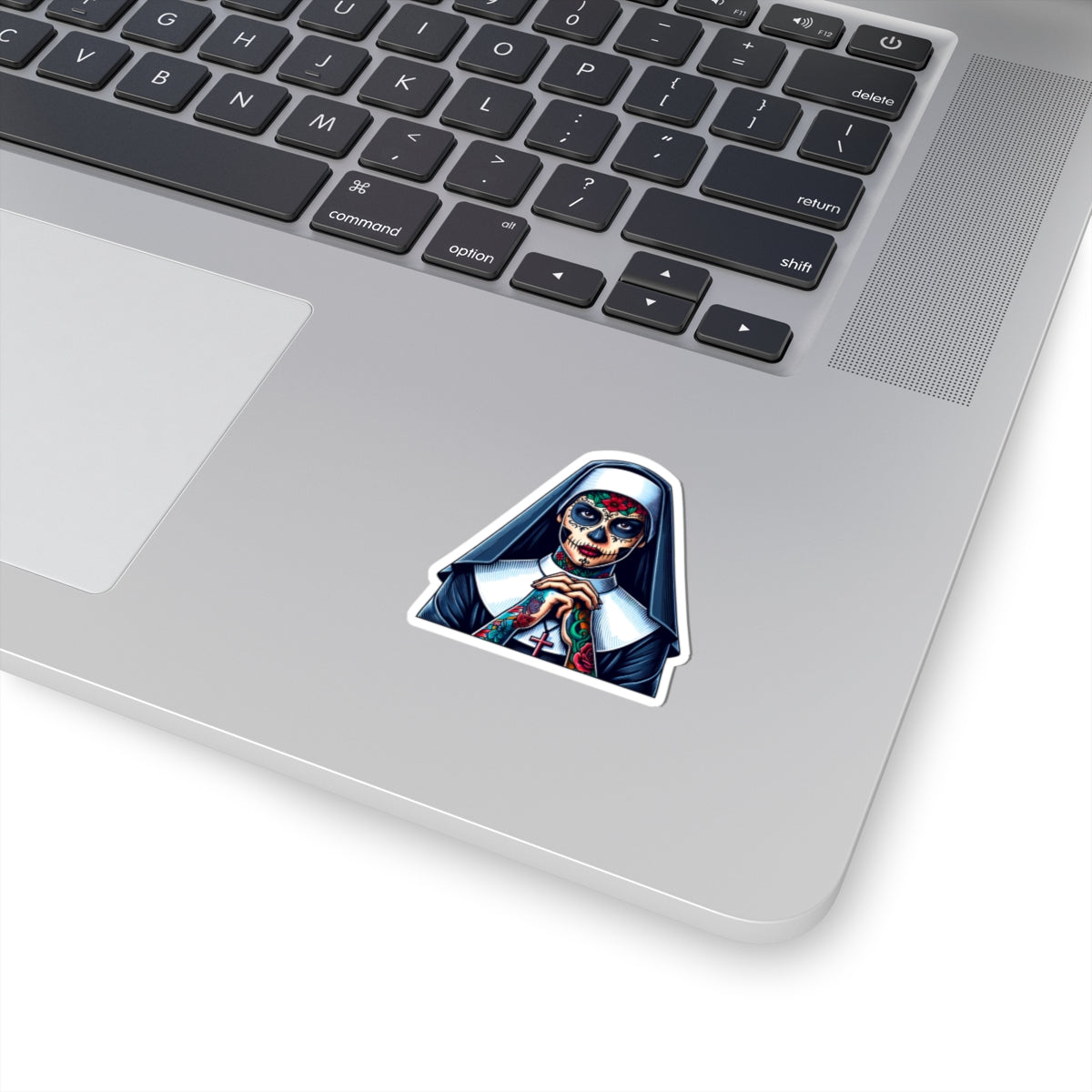 Day Of The Dead Sugar Skull Nun Sticker - Dia de los Muertos Nun - Halloween Sugar Skull Sticker - Tattooed Nun - Goth Sticker