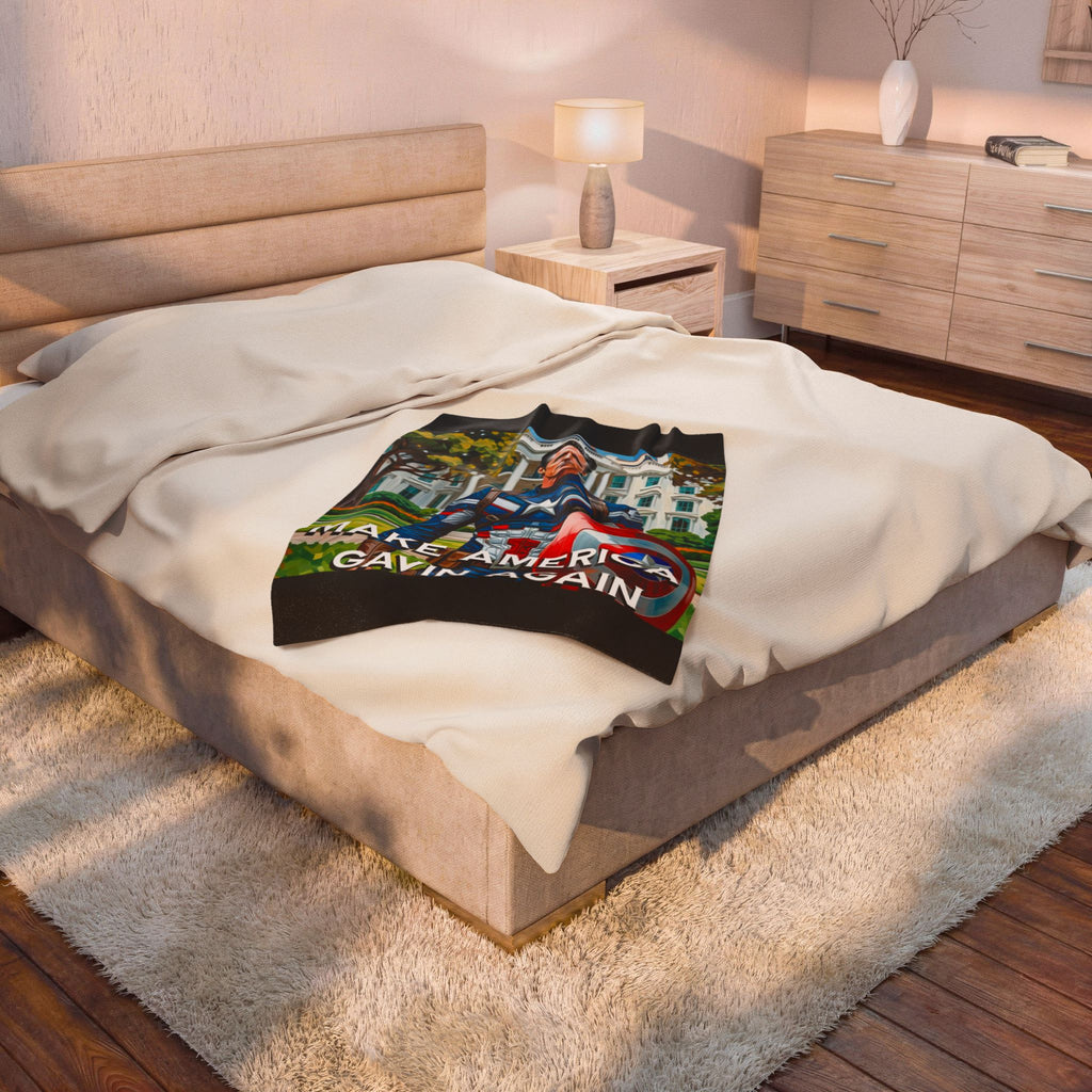 Gavin Newsom Blanket - Make America Gavin Again Plush Blanket - Anti Trump Blanket - Captain Gavin - Democrat Gift
