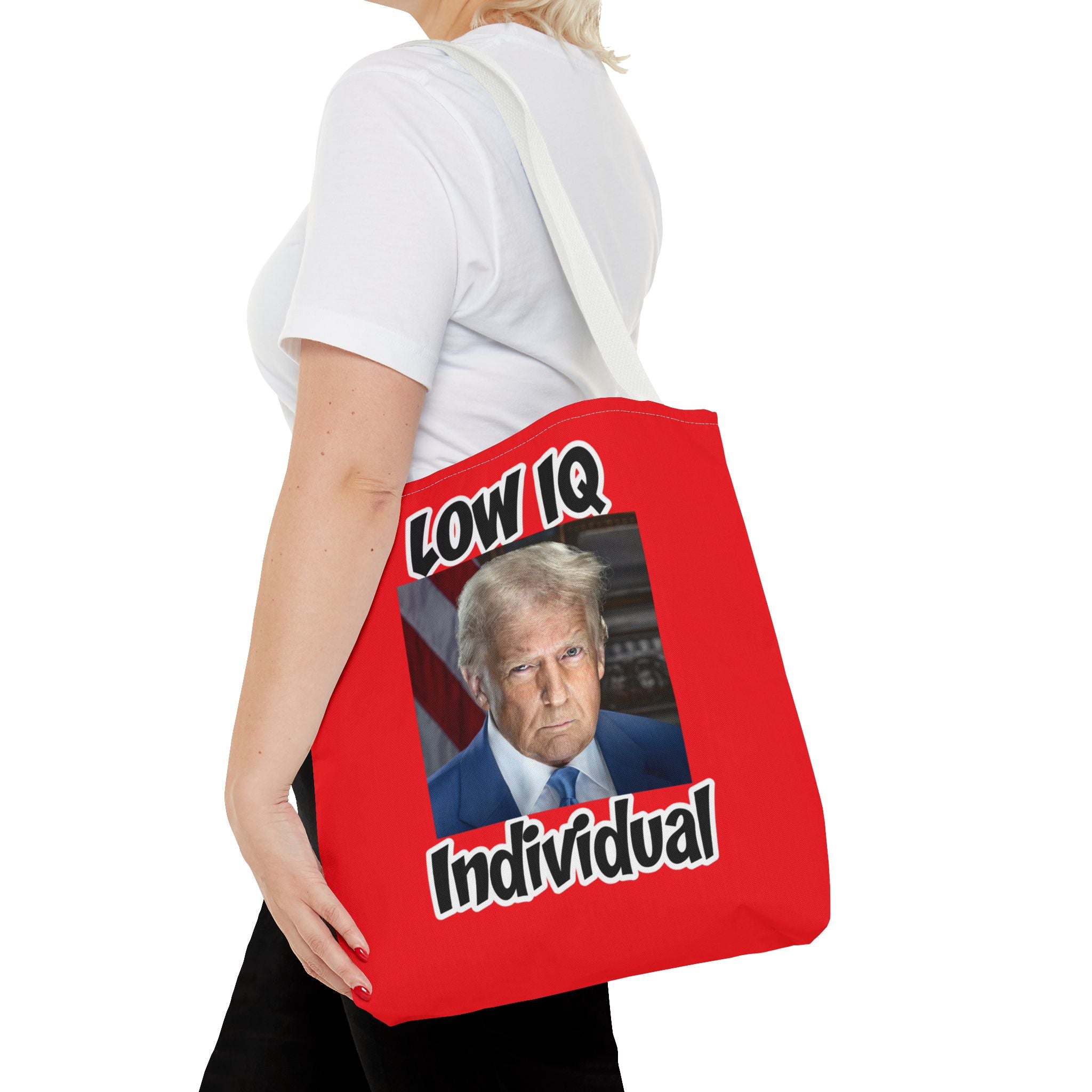 Anti Trump Tote Bag - Low IQ Individual - Political Satire Bag - Anti MAGA Tote - Democrat Gift - Protest Bag
