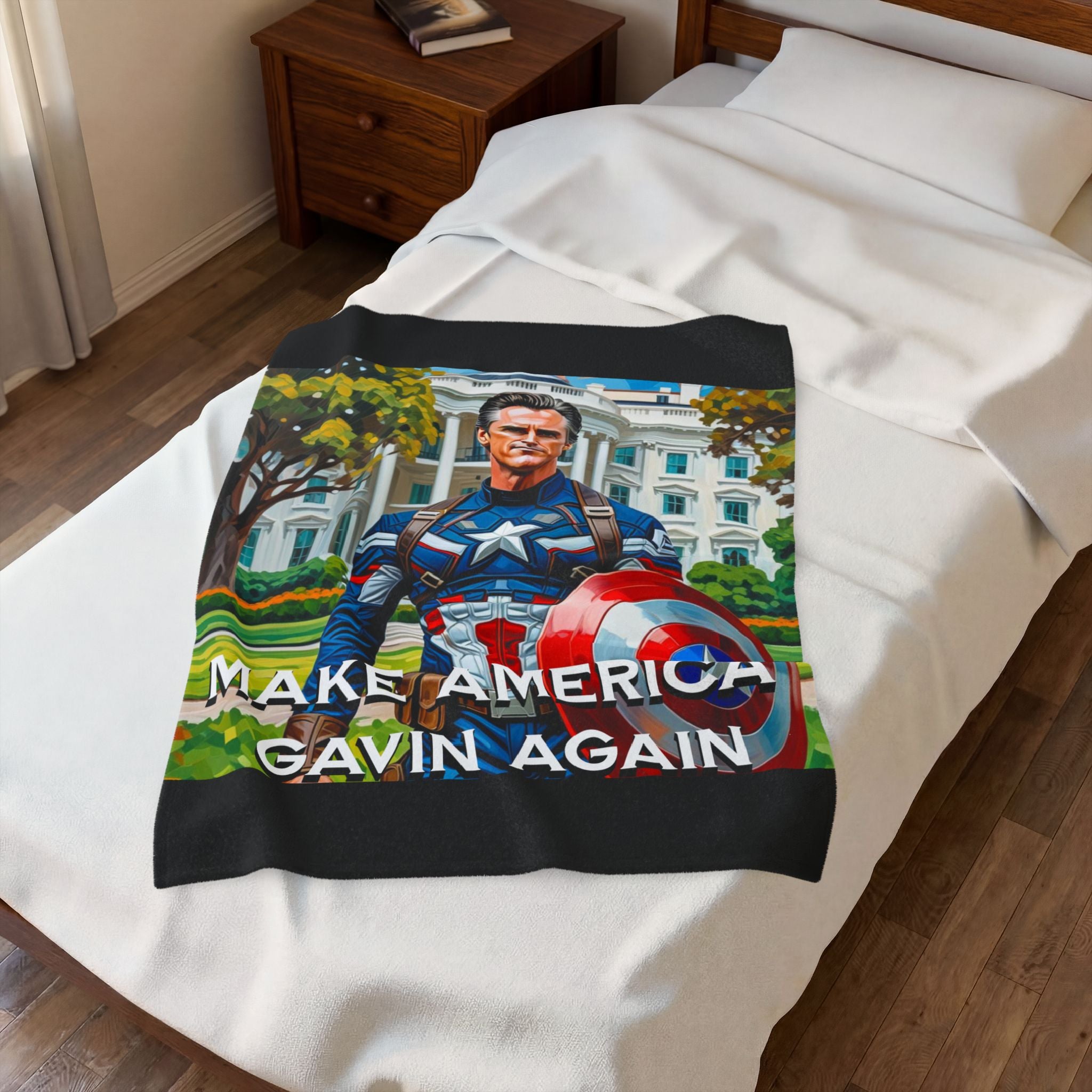 Gavin Newsom Blanket - Make America Gavin Again Plush Blanket - Anti Trump Blanket - Captain Gavin - Democrat Gift