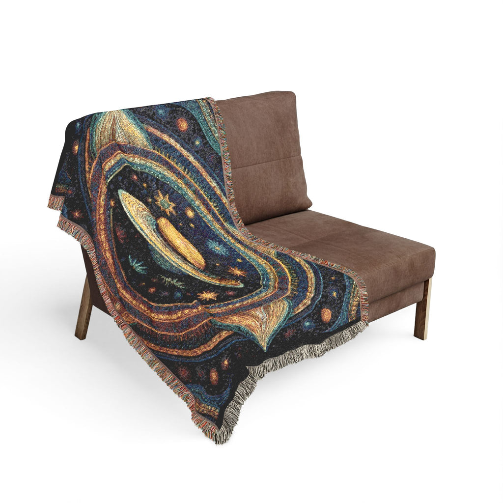 Celestial Woven Blanket - Galaxy Space Throw, Celestial Bedroom Decor, Night Sky Blanket, Wall Tapestry - Home Decor