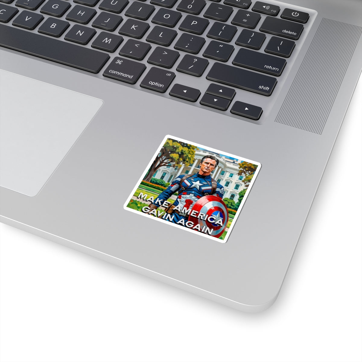 Gavin Newsom Sticker - Make America Gavin Again - Political Satire - Anti MAGA Anti Trump Sticker - Captain America - Protest Sticker