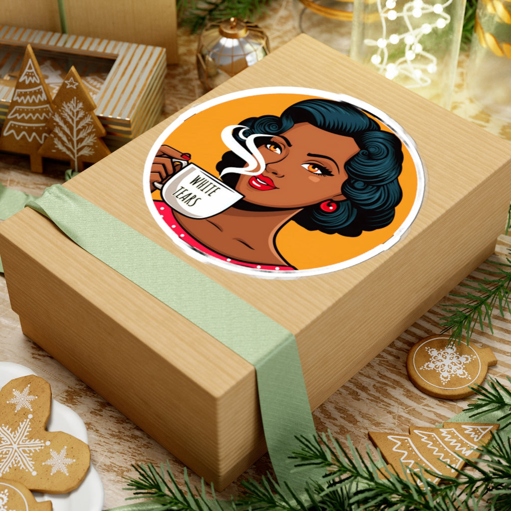 White Tears Retro Black Woman - Anti Racism Decal - Feminist Sticker - Anti MAGA Anti Trump - Political Satire Statement Decal