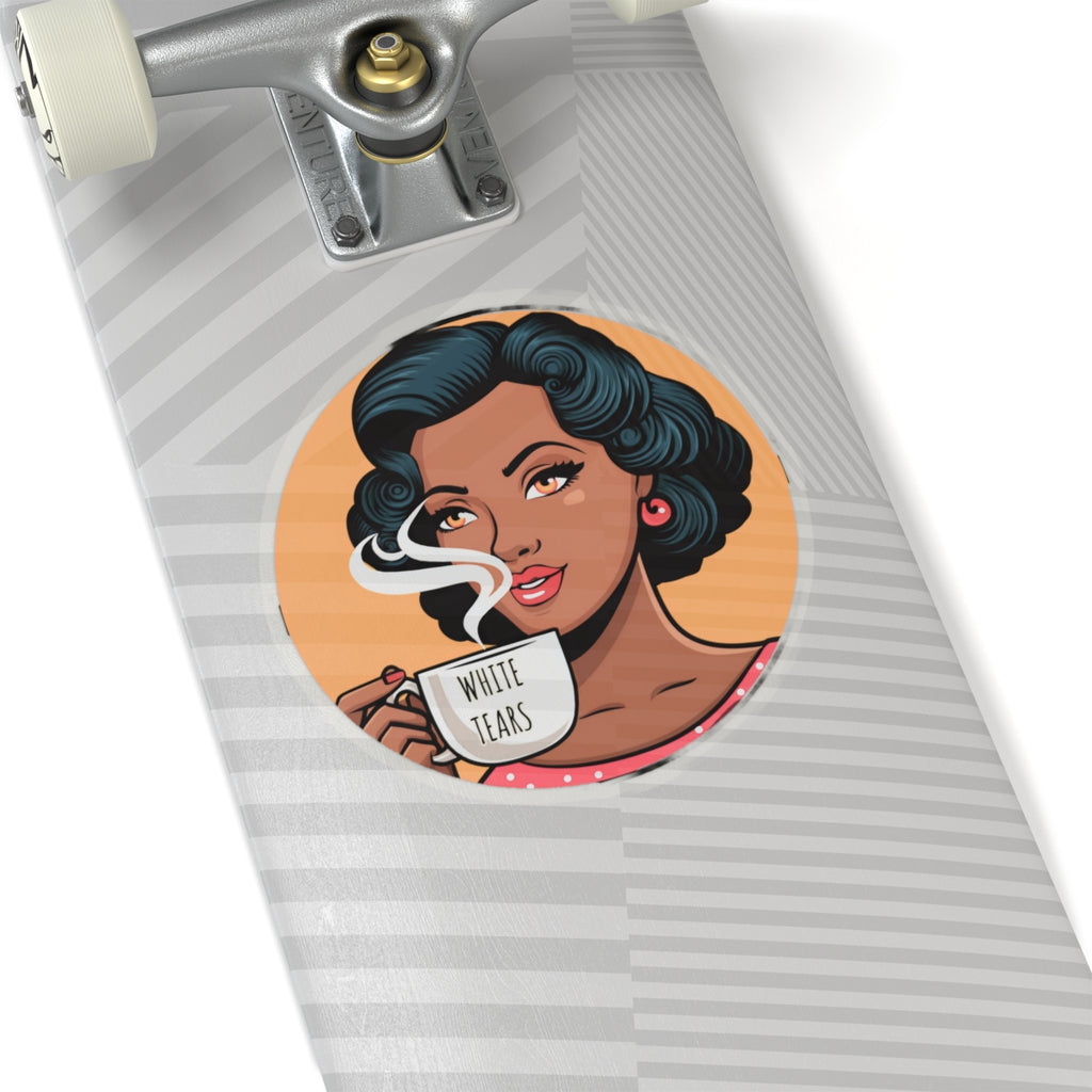 White Tears Retro Black Woman - Anti Racism Decal - Feminist Sticker - Anti MAGA Anti Trump - Political Satire Statement Decal