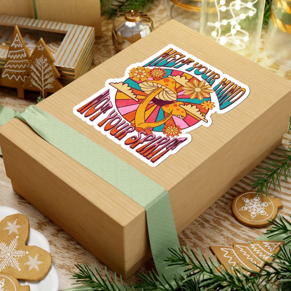 Psychedelic Mushroom Art - Melt Your Mind, Not Your Spirit - 70s Groovy Art - Retro Hippie Sticker - Mushroom Motif - Trippy Art