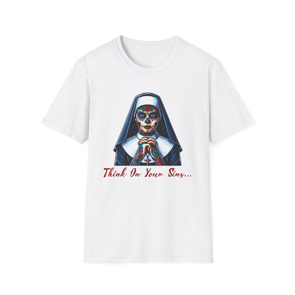 Sugar Skull Nun T-Shirt - Unique Graphic Tee, Day of the Dead, Halloween Costume, Gift for Nuns, Casual Wear