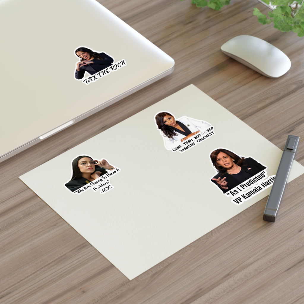 AOC, Jasmine Crockett & Kamala Harris Quote Stickers - Political Satire Decals - Feminist Sticker Sheet - Protest Merch - Leftist Gift