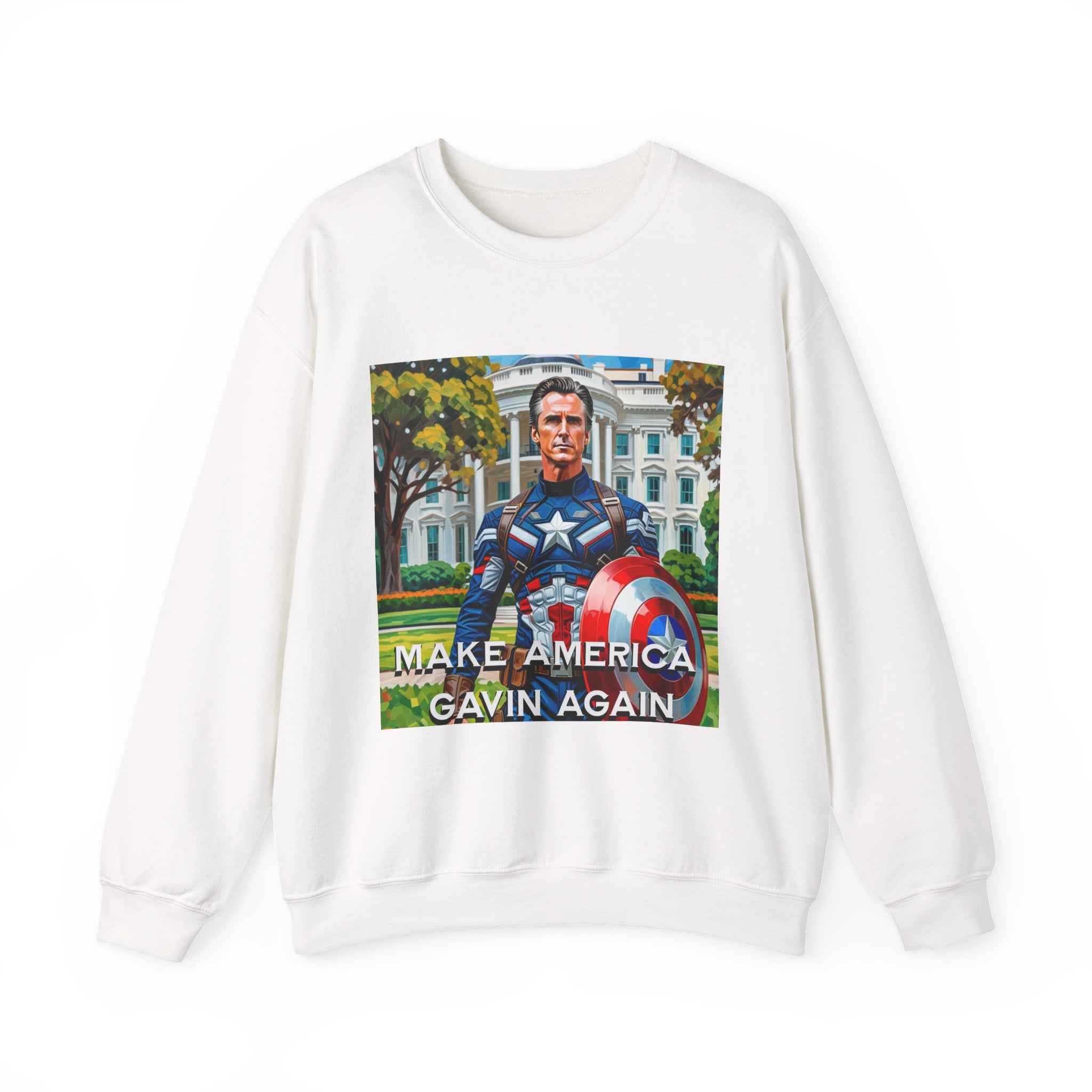 Gavin Newsom Sweater - Make America Gavin Again - Captain America - Anti Trump Sweatshirt - Political Satire - Anti MAGA Sweater