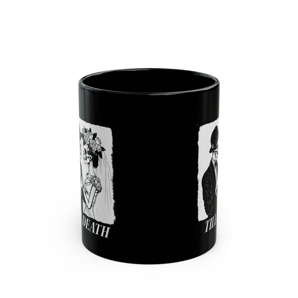 Till Death Black Mug, Gothic Couple Mug, Halloween Gift, Skull Design Coffee Cup, Relationship Anniversary Present, Spooky Home Decor