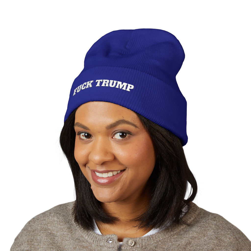 Fuck Trump Embroidered Beanie -Anti MAGA - Protest Hat - Political Beanie