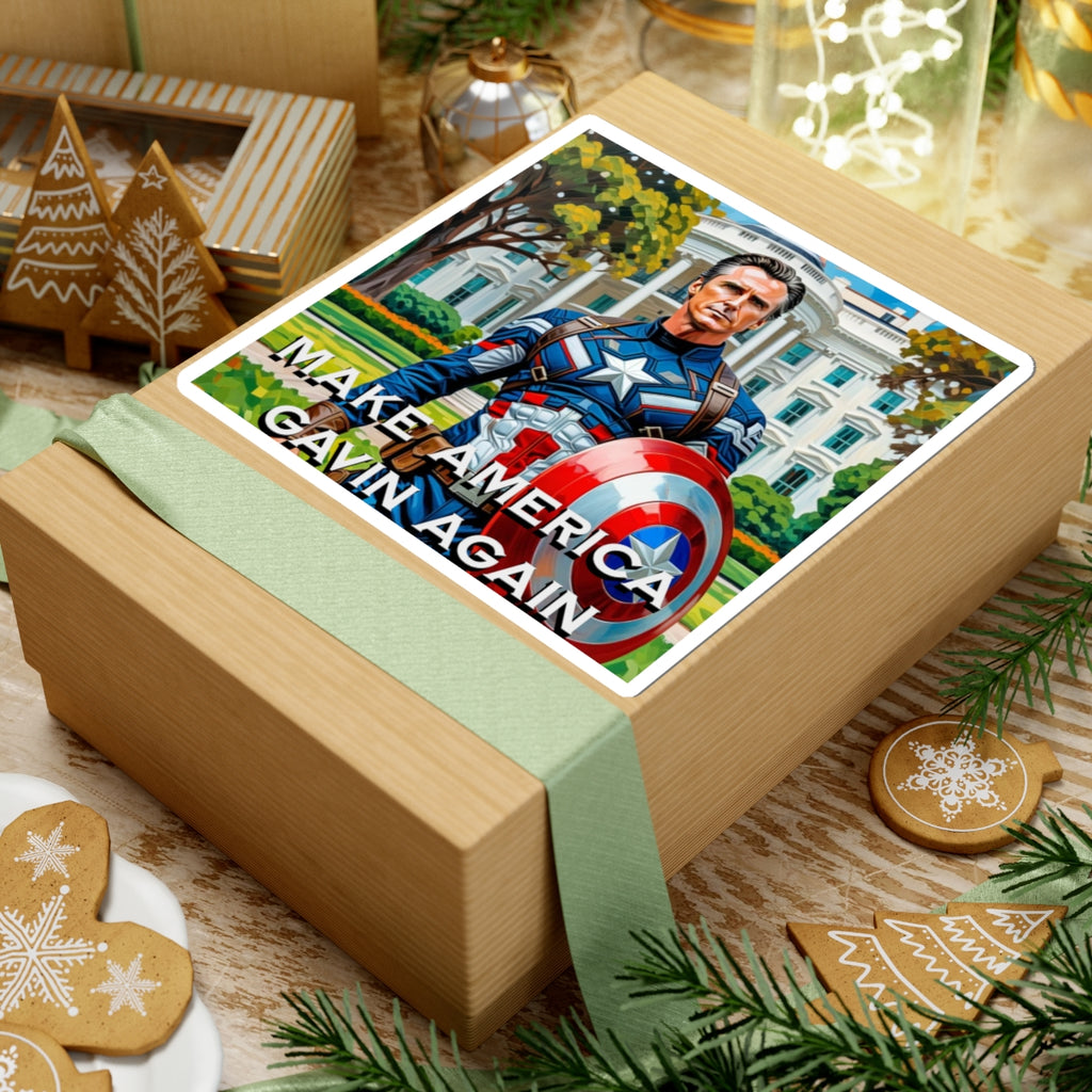 Gavin Newsom Sticker - Make America Gavin Again - Political Satire - Anti MAGA Anti Trump Sticker - Captain America - Protest Sticker