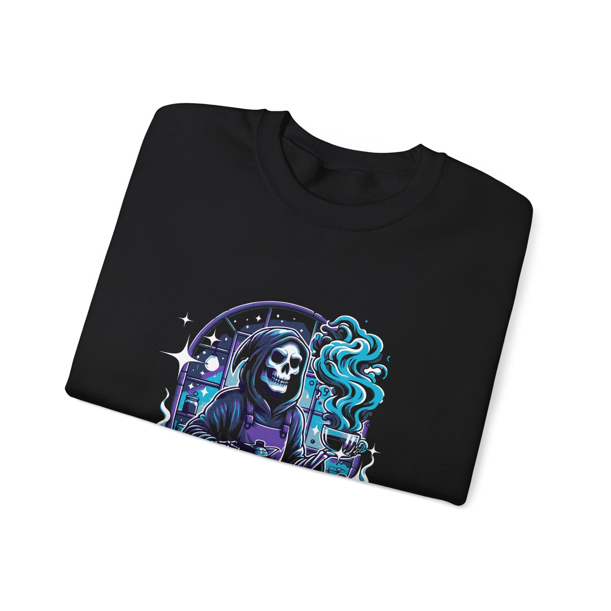 Grim Reaper Sweatshirt - Death Before Decaf - Skeleton Barista Sweater - Barista Halloween Sweatshirt - Coffee Lover Gift