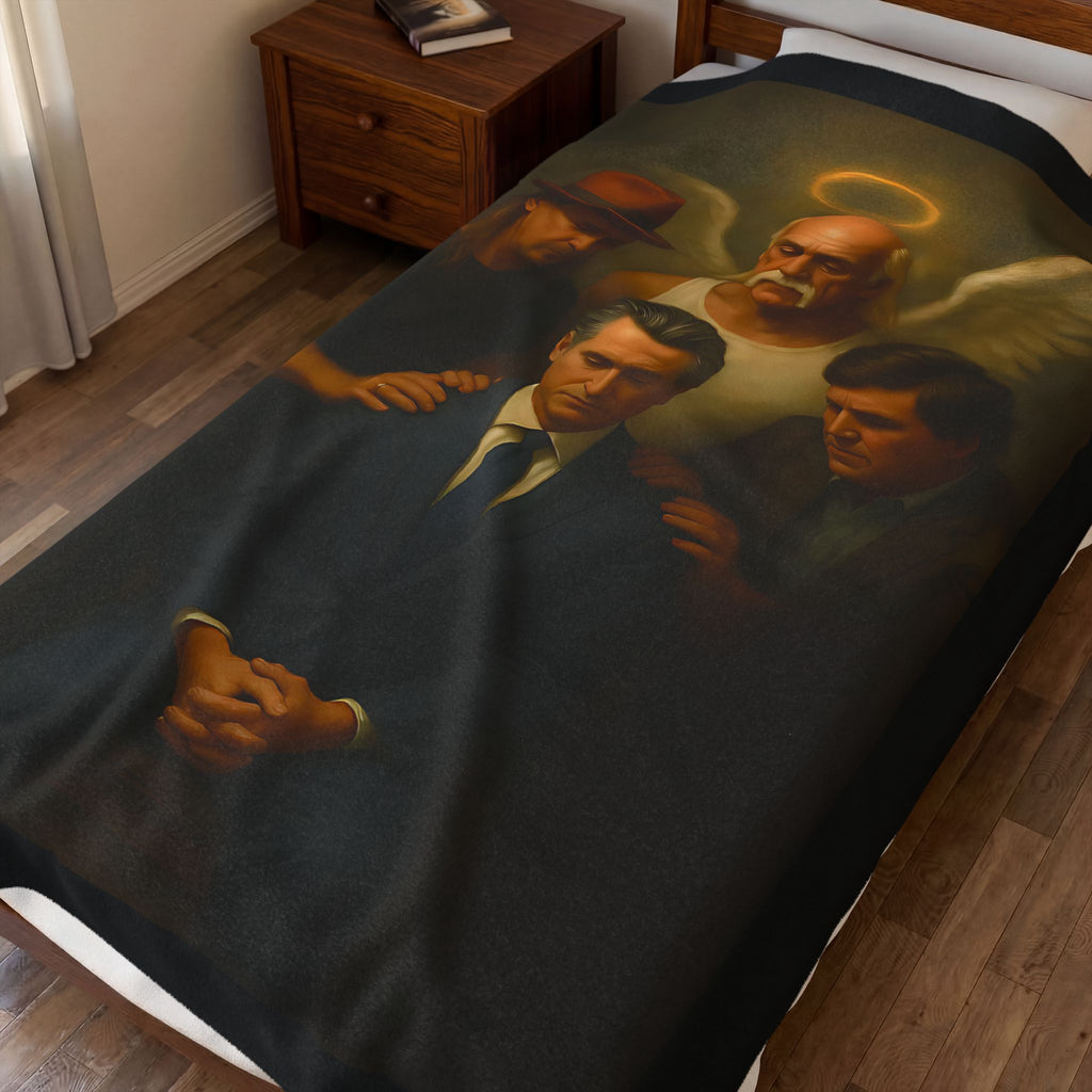 Gavin Newsom Meme Blanket - Hulk Hogan, Tucker Carlson, Kid Rock Prayer Meme - Subtle Anti Trump - Democrat Gift