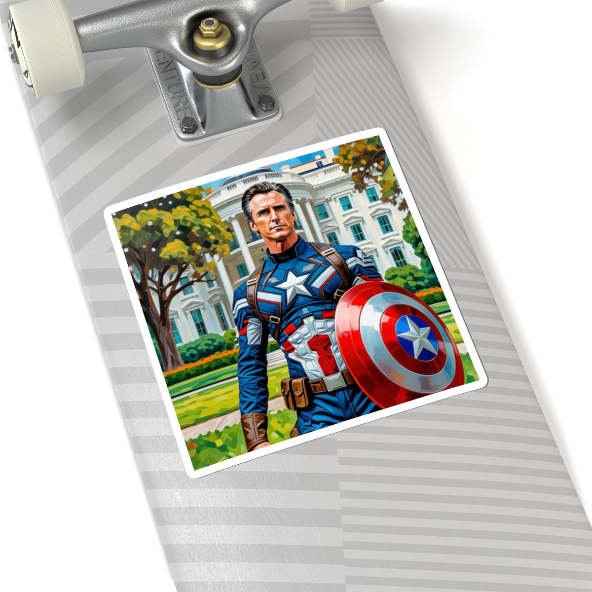 Gavin Newsom Captain America Sticker - Political Satire - Subtle Anti Trump Merch - Democrat Gift