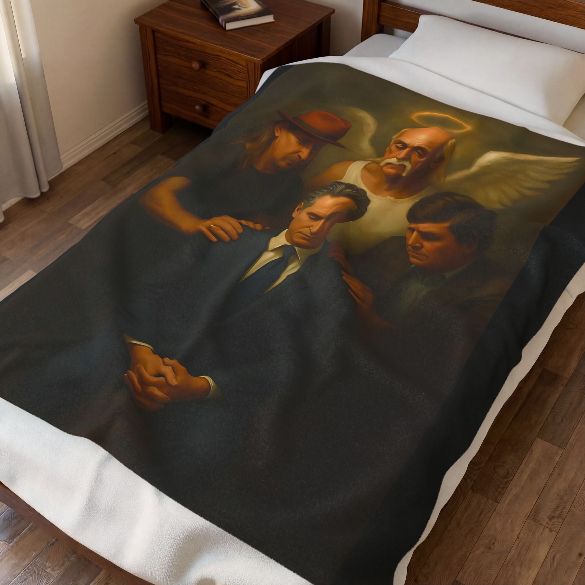 Gavin Newsom Meme Blanket - Hulk Hogan, Tucker Carlson, Kid Rock Prayer Meme - Subtle Anti Trump - Democrat Gift