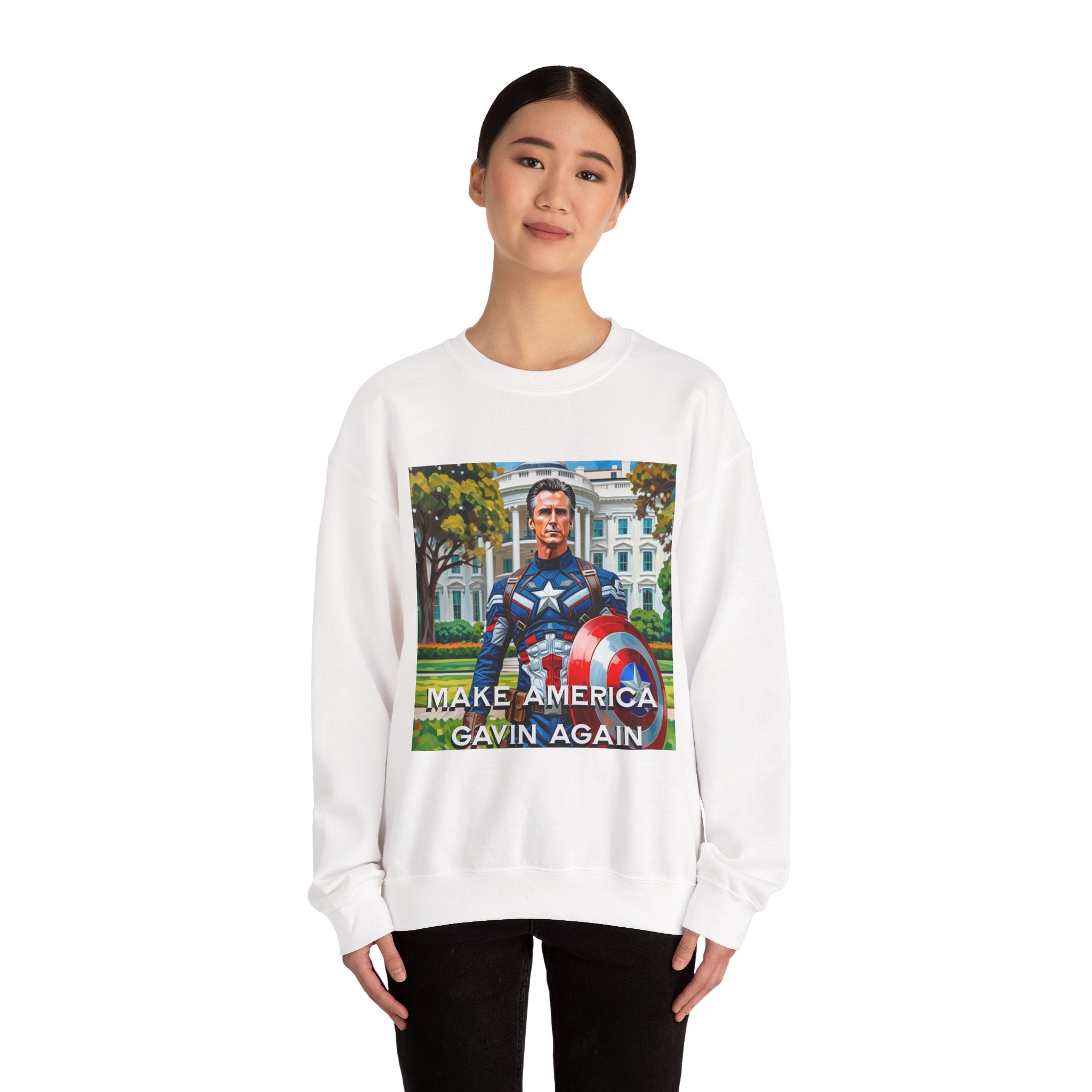Gavin Newsom Sweater - Make America Gavin Again - Captain America - Anti Trump Sweatshirt - Political Satire - Anti MAGA Sweater
