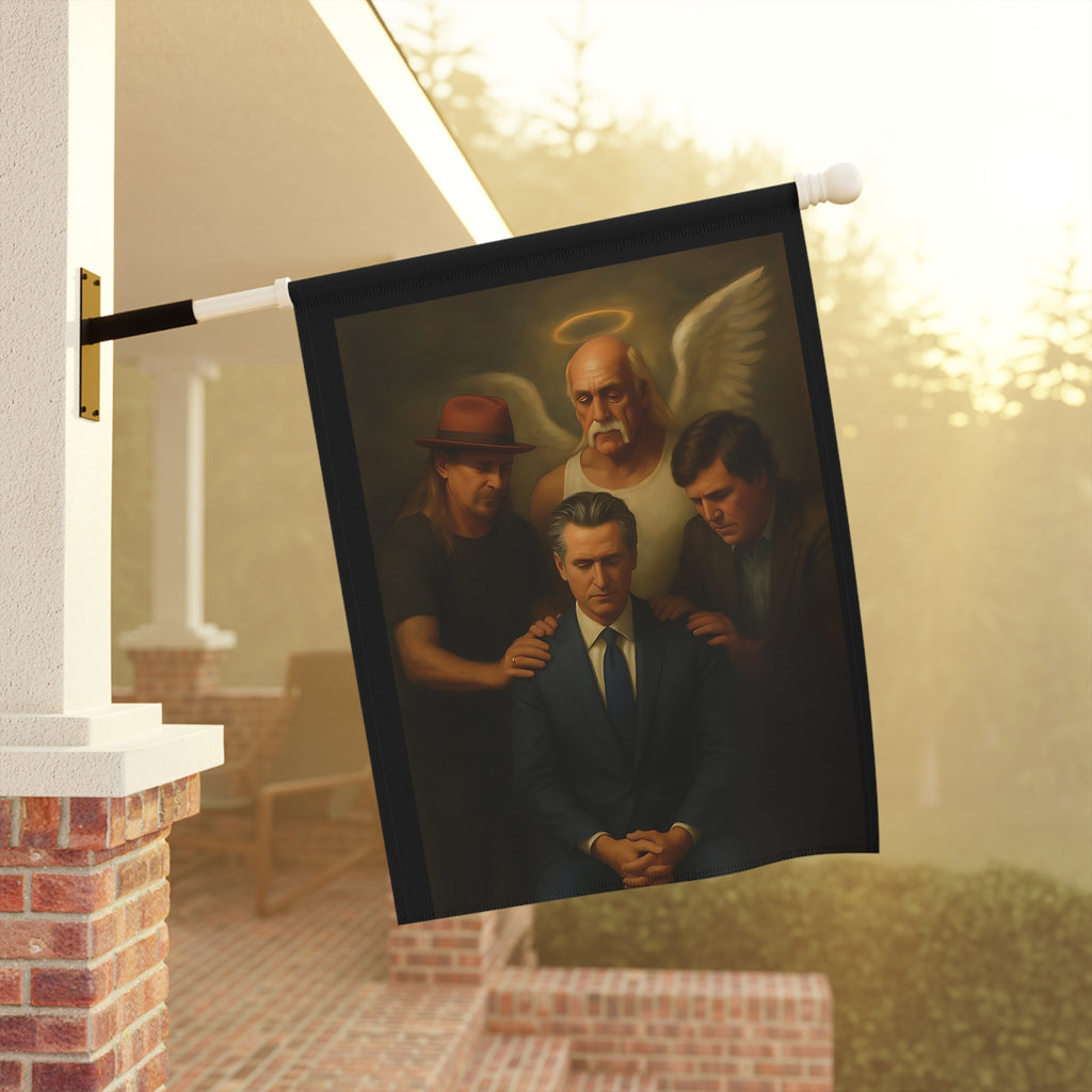 Gavin Newsom Yard Flag - Hulk Hogan, Tucker Carslon, Kid Rock Meme - Subtle Anti Trump - Political Satire