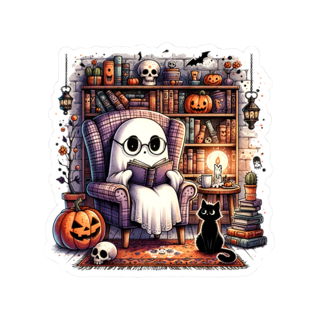 Halloween Bookish Ghost Sticker - Spooky Library - Girly Halloween Stickers - Spooky Cute - Book Lover Gift