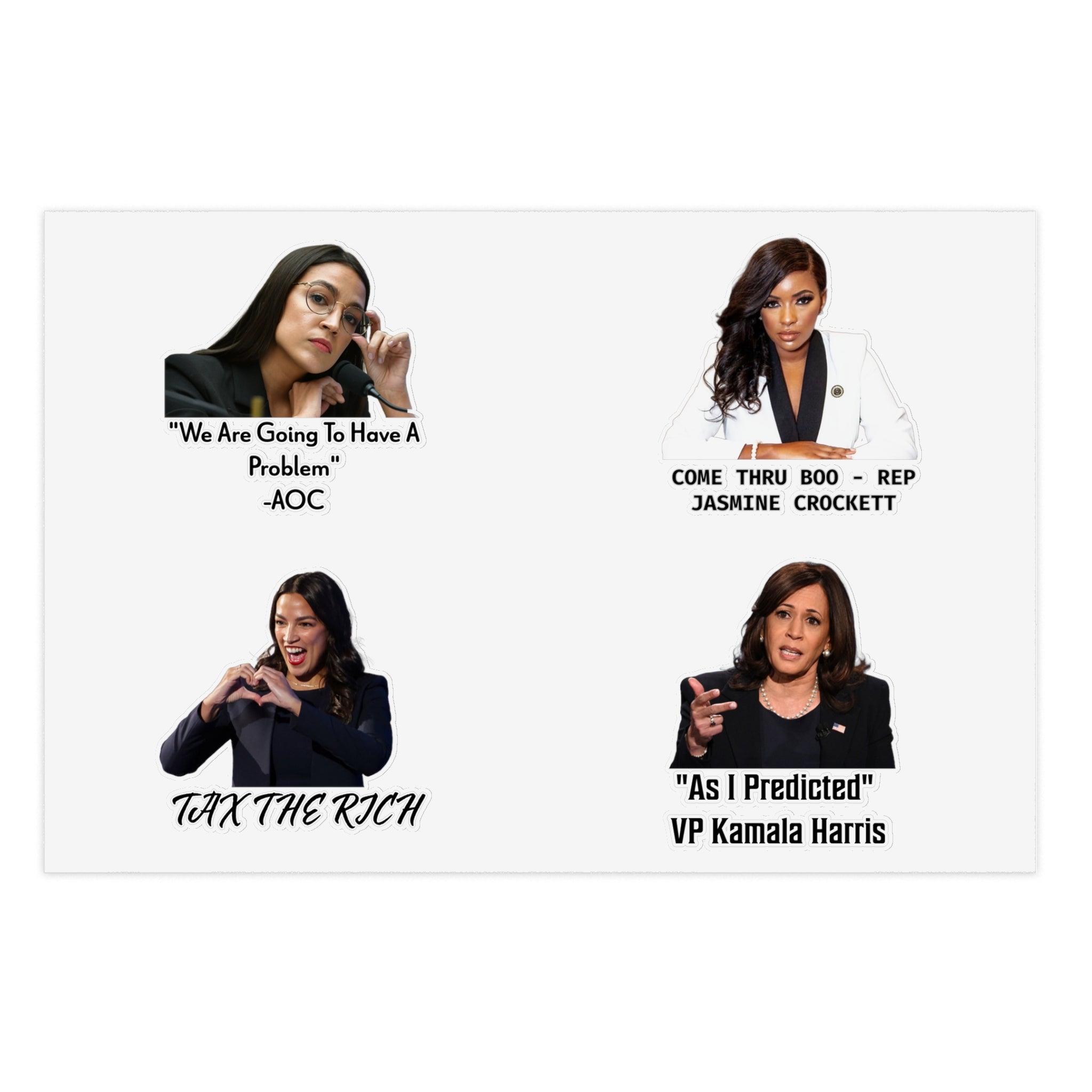AOC, Jasmine Crockett & Kamala Harris Quote Stickers - Political Satire Decals - Feminist Sticker Sheet - Protest Merch - Leftist Gift