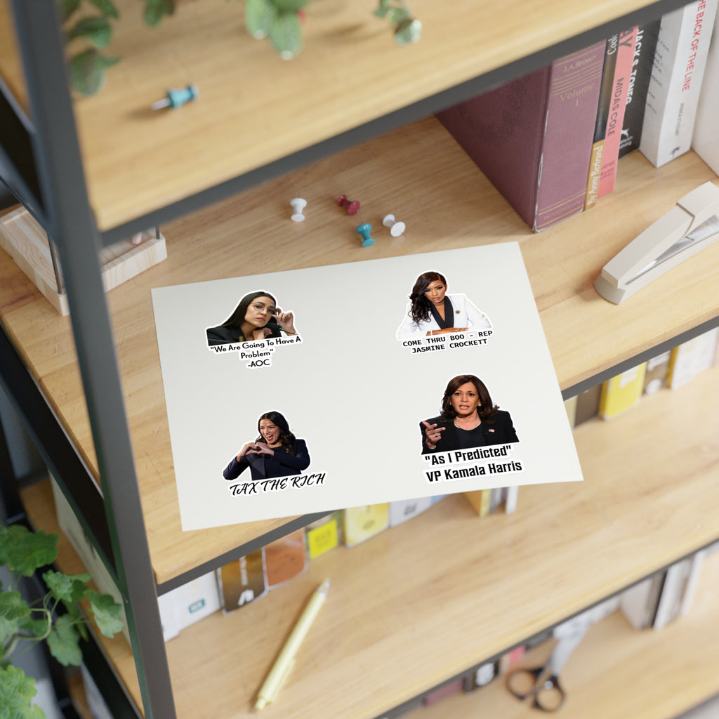 AOC, Jasmine Crockett & Kamala Harris Quote Stickers - Political Satire Decals - Feminist Sticker Sheet - Protest Merch - Leftist Gift
