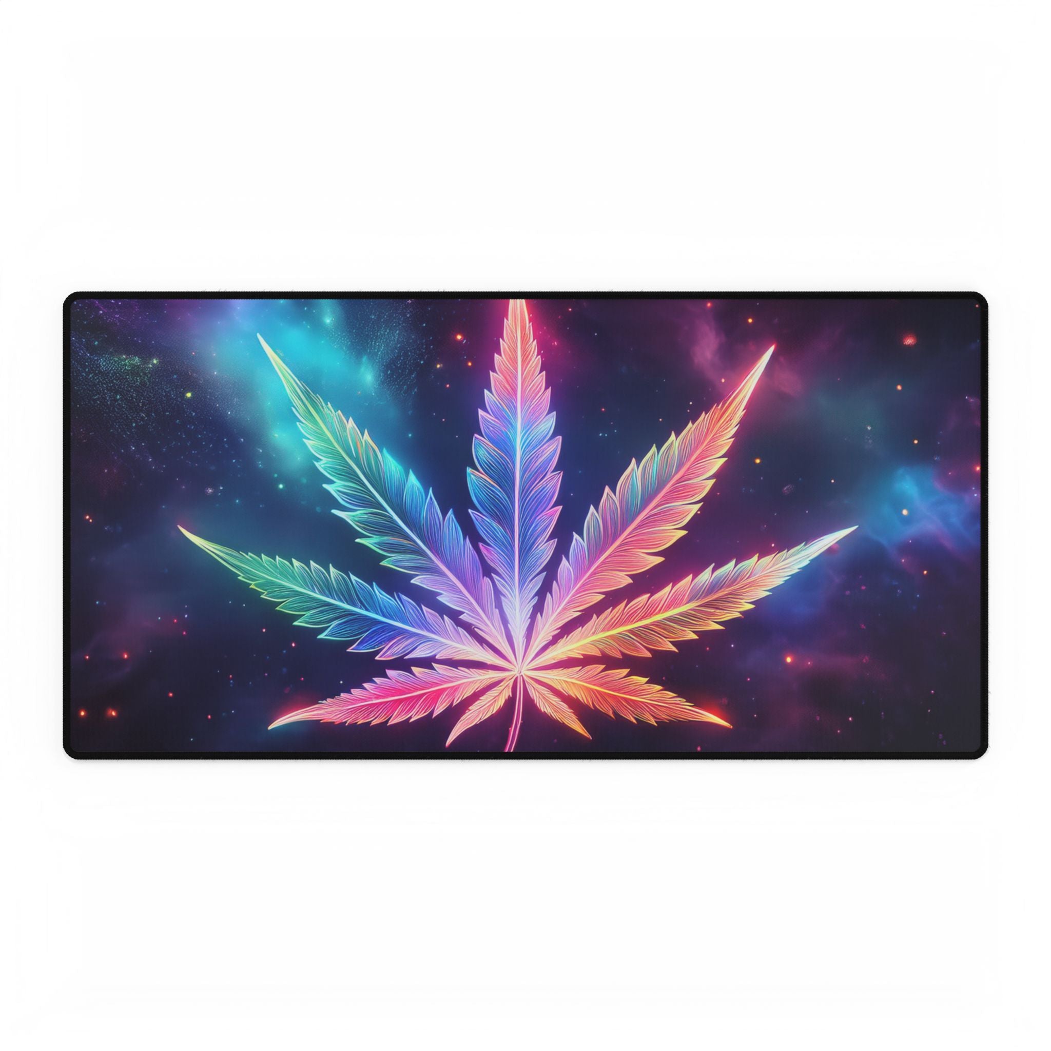 Trippy Galaxy Weed Desk Mat - Psychedelic Stoner Gaming Pad | 420 Dab Mat/ Dab Station | Cannabis Desk Decor | Galaxy Mousepad