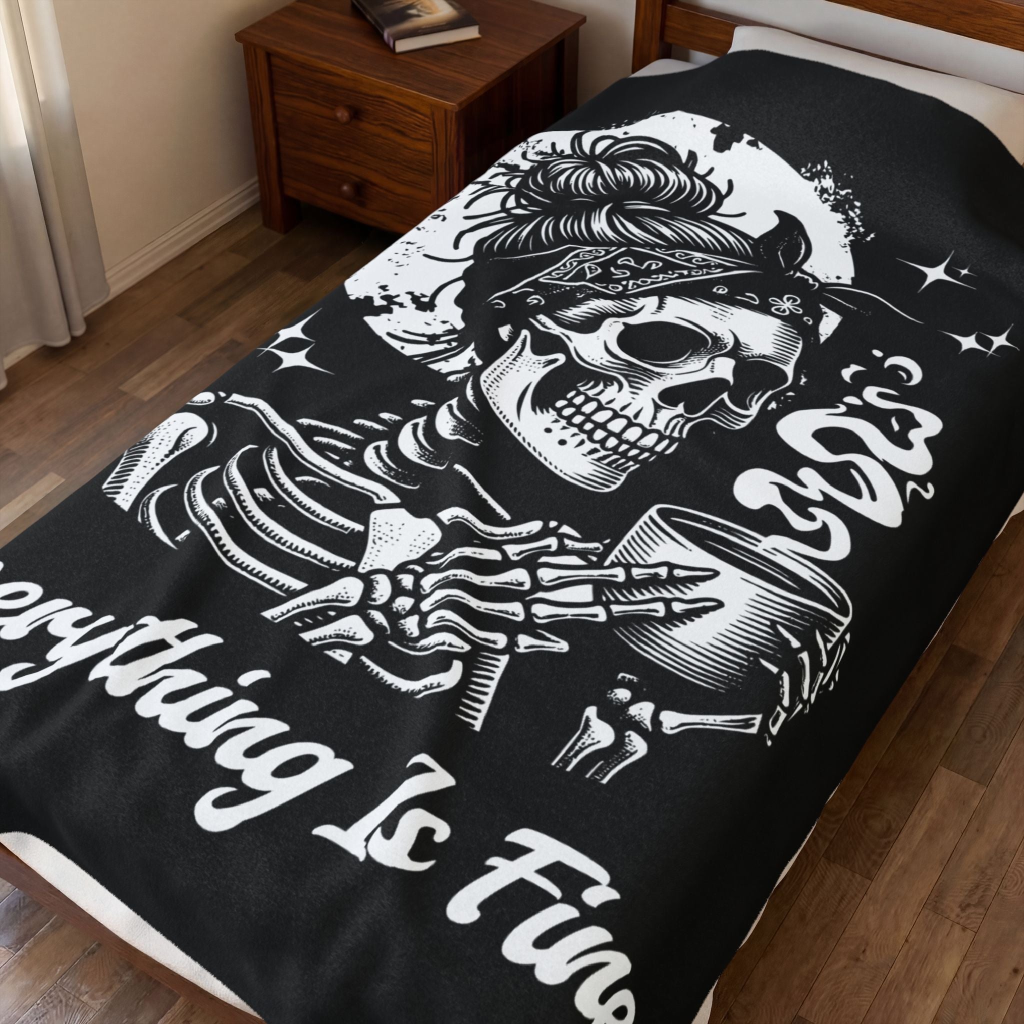 Halloween Skelton Blanket - Everything Is Fine - Feminist Blanket - Halloween 2025