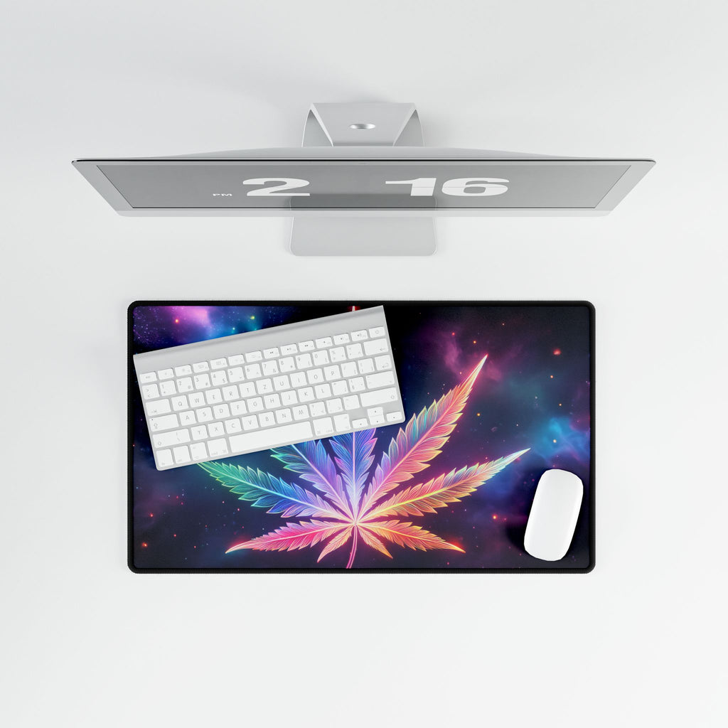 Trippy Galaxy Weed Desk Mat - Psychedelic Stoner Gaming Pad | 420 Dab Mat/ Dab Station | Cannabis Desk Decor | Galaxy Mousepad