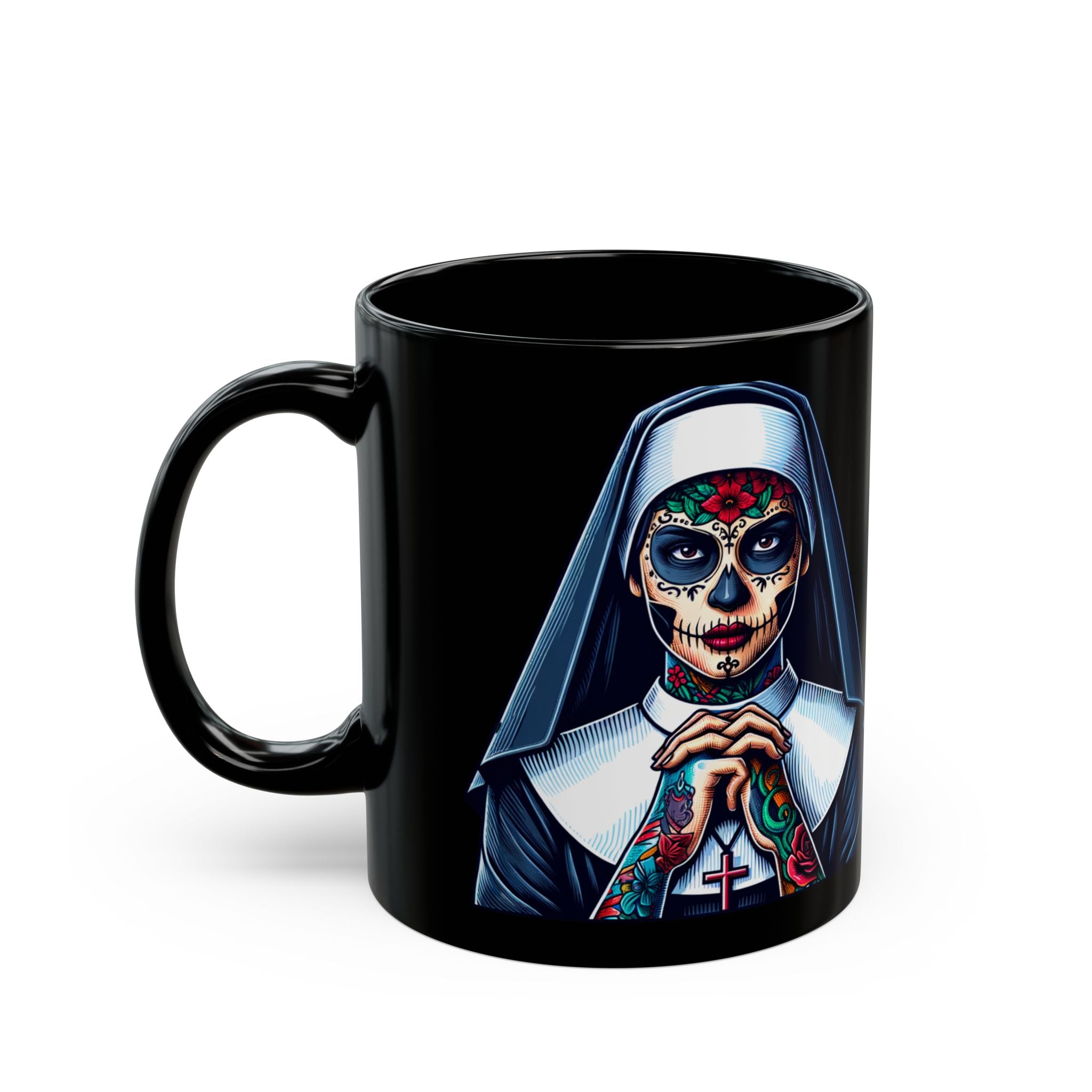 Day Of The Dead Mug - Sugar Skull Nun - Dia Des Muertos - Halloween Mug -