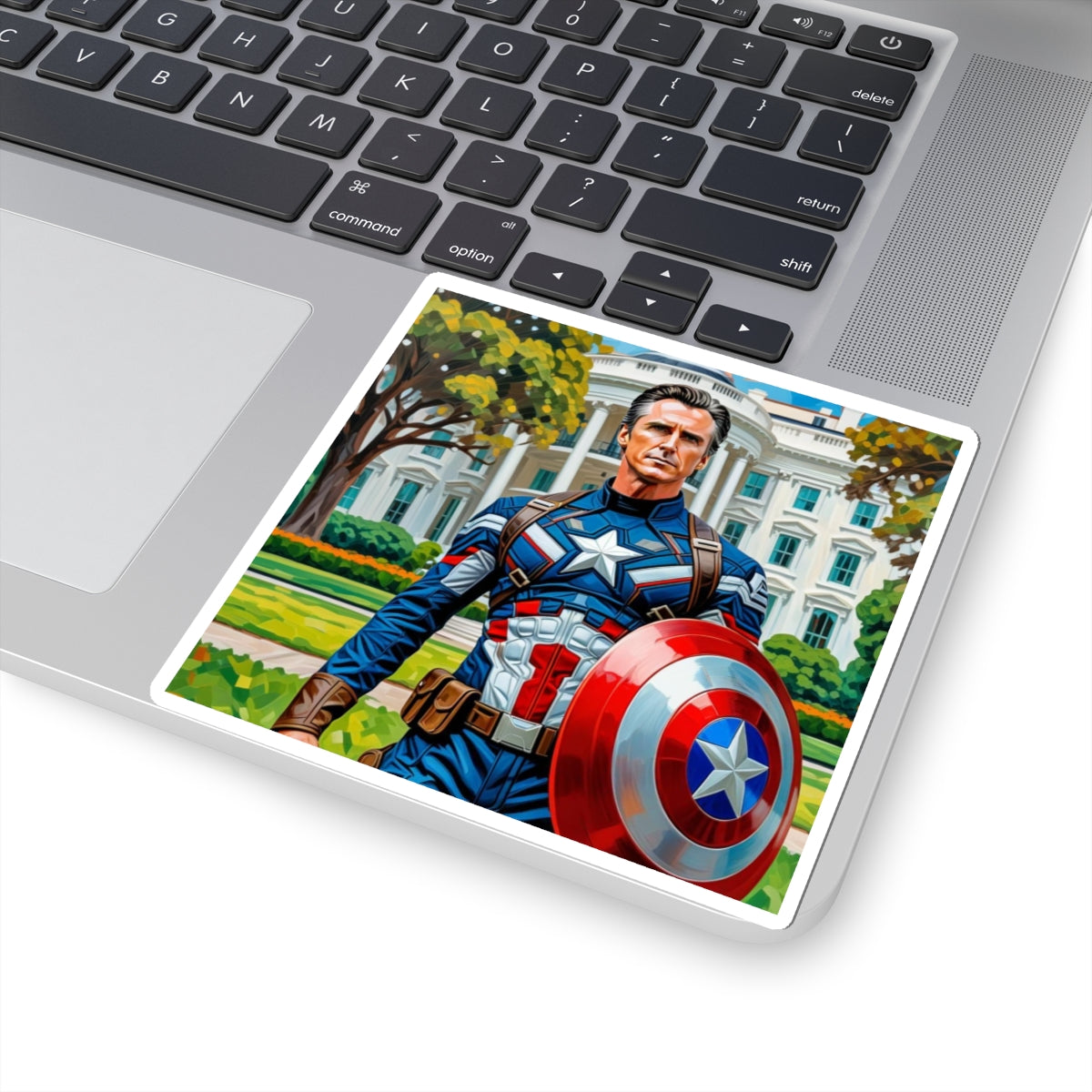 Gavin Newsom Captain America Sticker - Political Satire - Subtle Anti Trump Merch - Democrat Gift