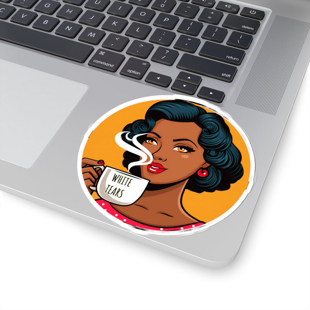 White Tears Retro Black Woman - Anti Racism Decal - Feminist Sticker - Anti MAGA Anti Trump - Political Satire Statement Decal