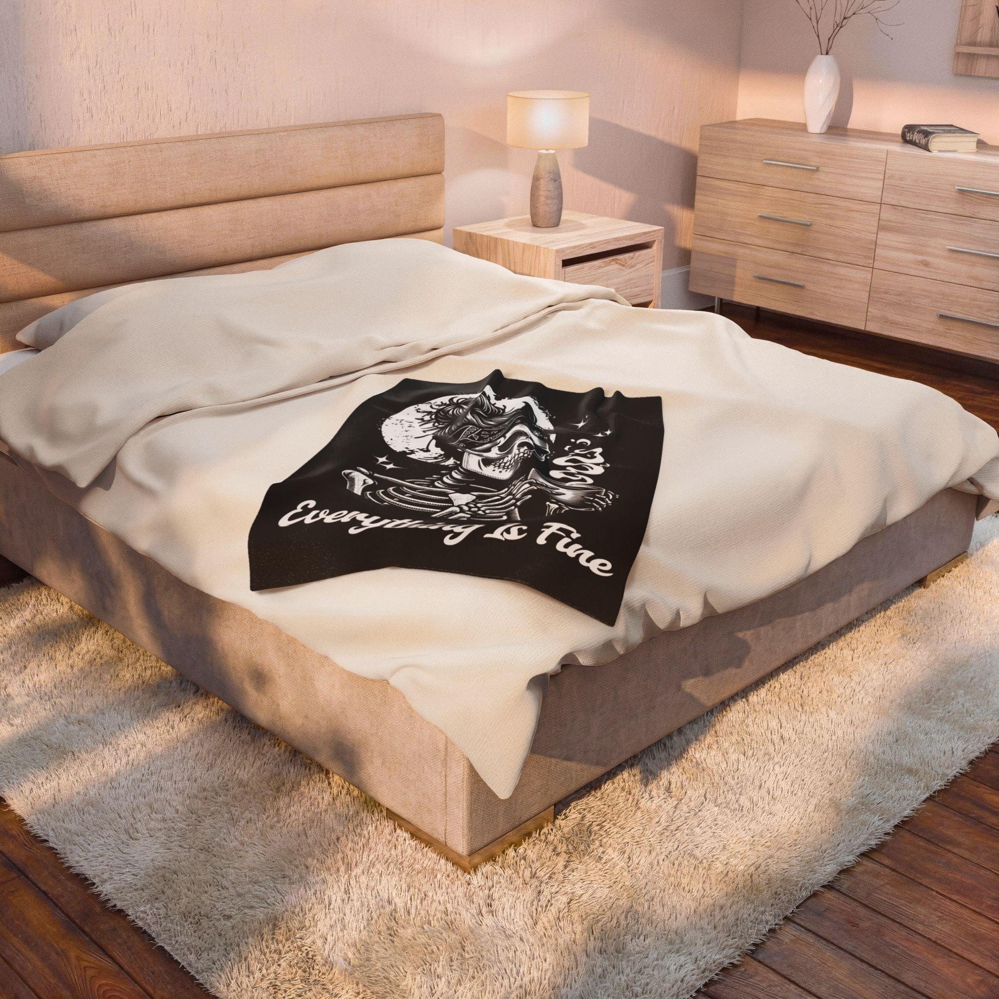Halloween Skelton Blanket - Everything Is Fine - Feminist Blanket - Halloween 2025
