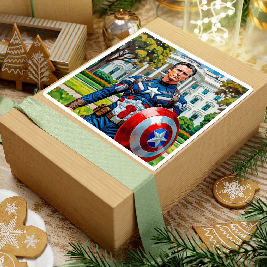 Gavin Newsom Captain America Sticker - Political Satire - Subtle Anti Trump Merch - Democrat Gift