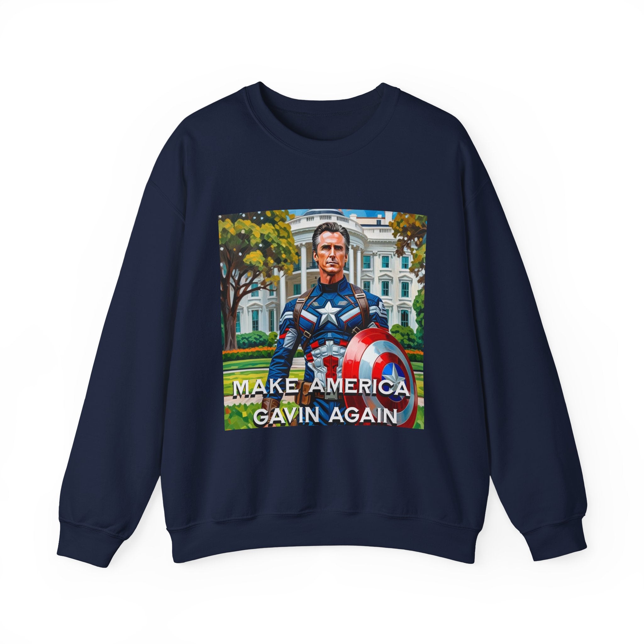 Gavin Newsom Sweater - Make America Gavin Again - Captain America - Anti Trump Sweatshirt - Political Satire - Anti MAGA Sweater