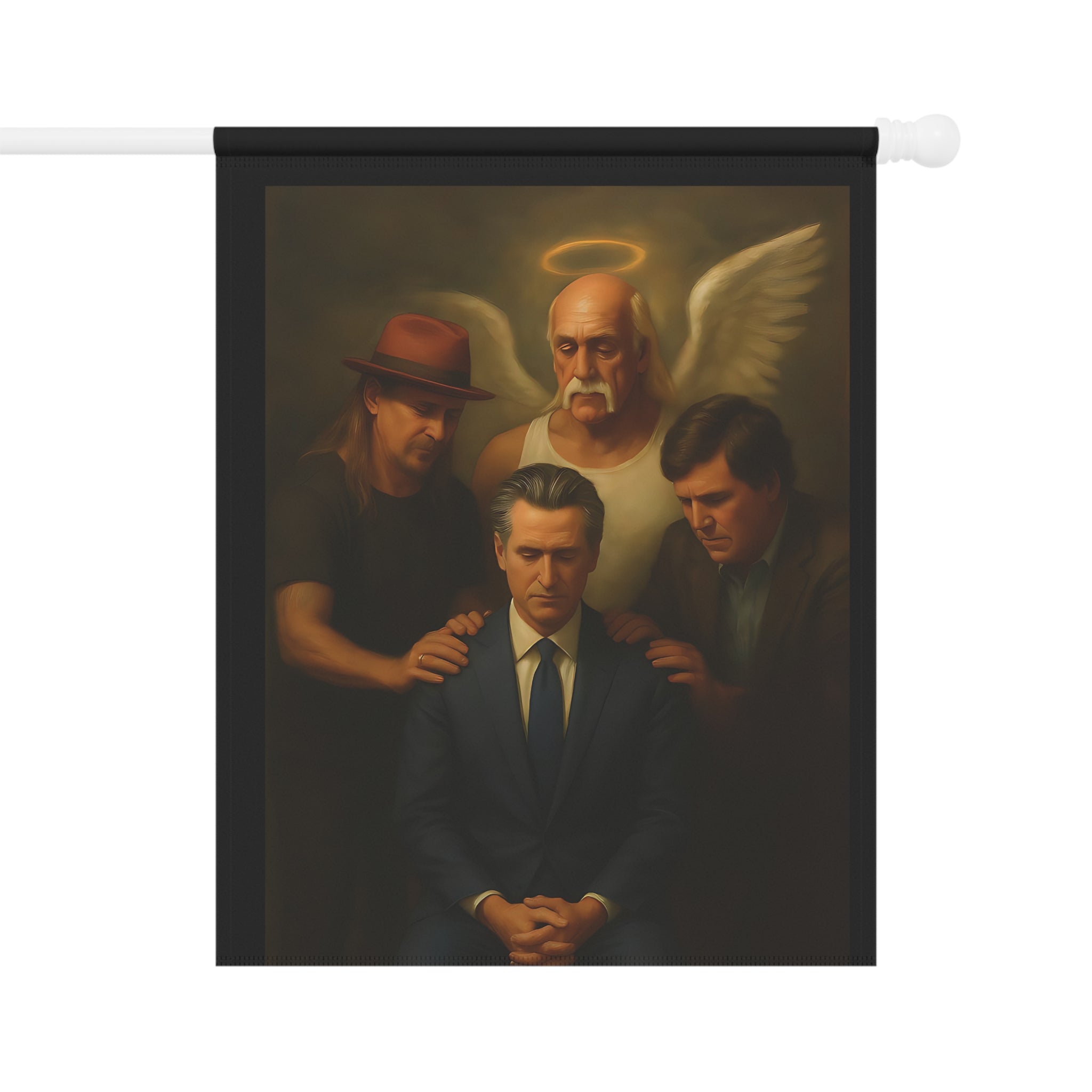 Gavin Newsom Yard Flag - Hulk Hogan, Tucker Carslon, Kid Rock Meme - Subtle Anti Trump - Political Satire
