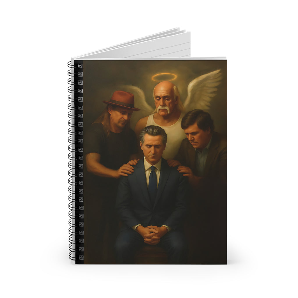 Gavin Newsom Meme Spiral Note Book - Hulk Hogan, Tucker Carlson, Kid Rock - Political Satire - Anti Trump Notebook - Political Gift
