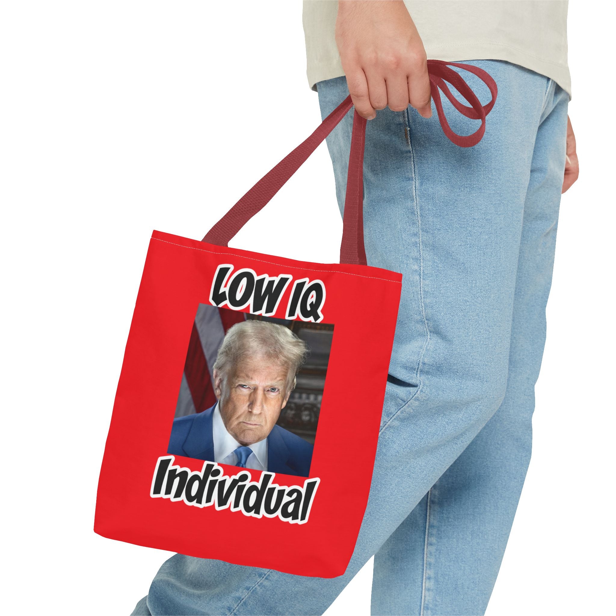 Anti Trump Tote Bag - Low IQ Individual - Political Satire Bag - Anti MAGA Tote - Democrat Gift - Protest Bag