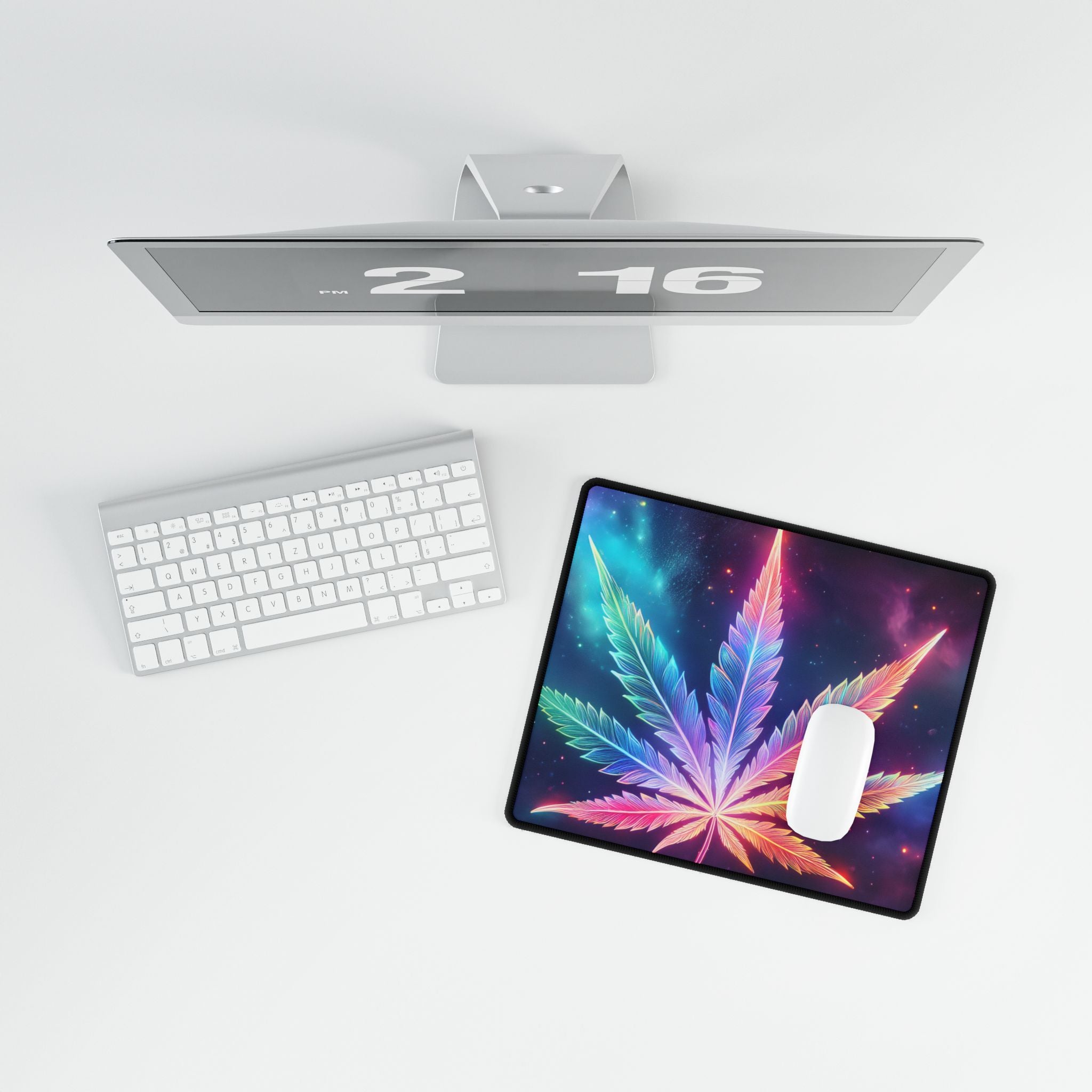 Trippy Galaxy Weed Desk Mat - Psychedelic Stoner Gaming Pad | 420 Dab Mat/ Dab Station | Cannabis Desk Decor | Galaxy Mousepad