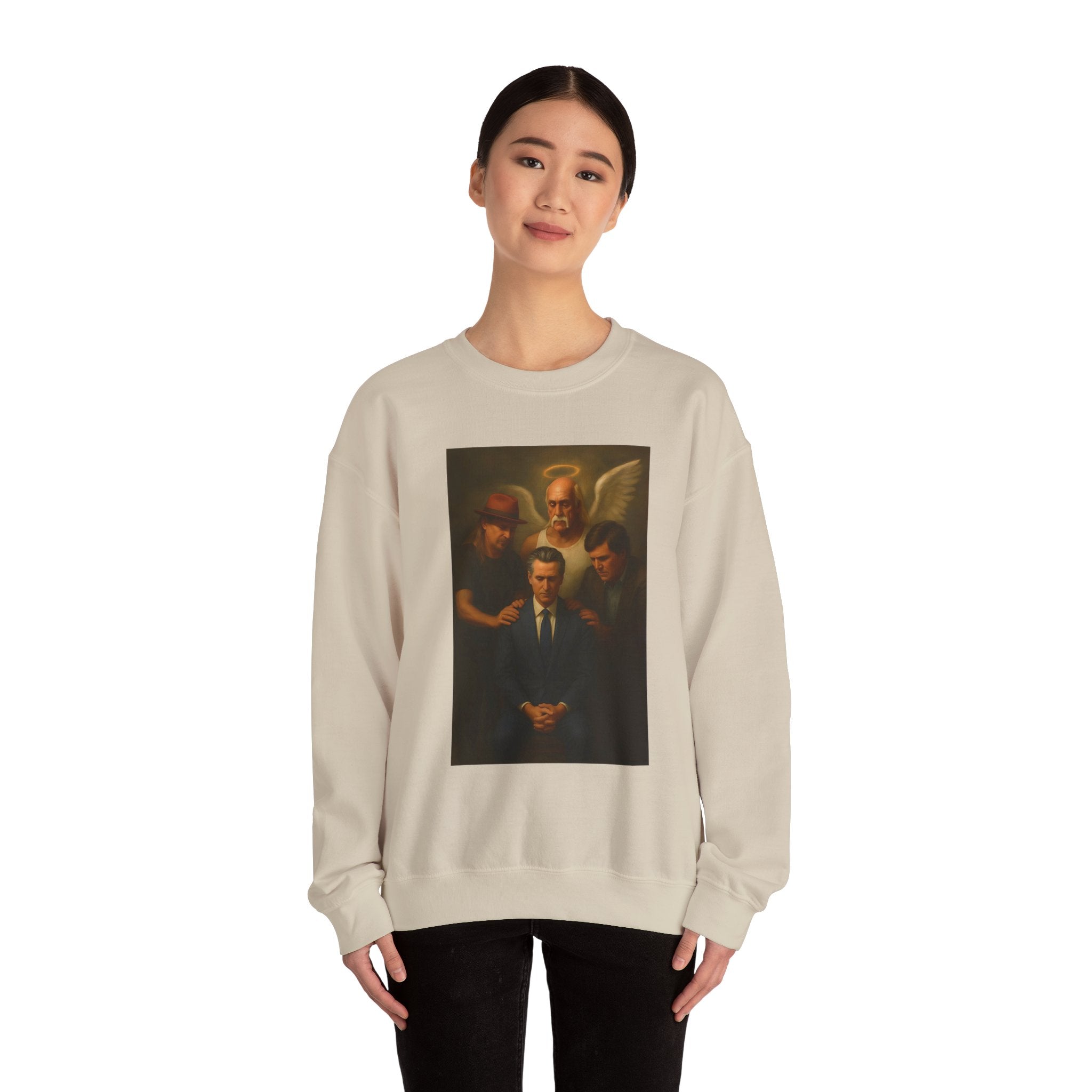 Gavin Newsom Meme Sweatshirt - Tucker Carlson, Hulk Hogan, Kid rock Meme Sweater - Political Satire - Subtle Anti Trump Sweater