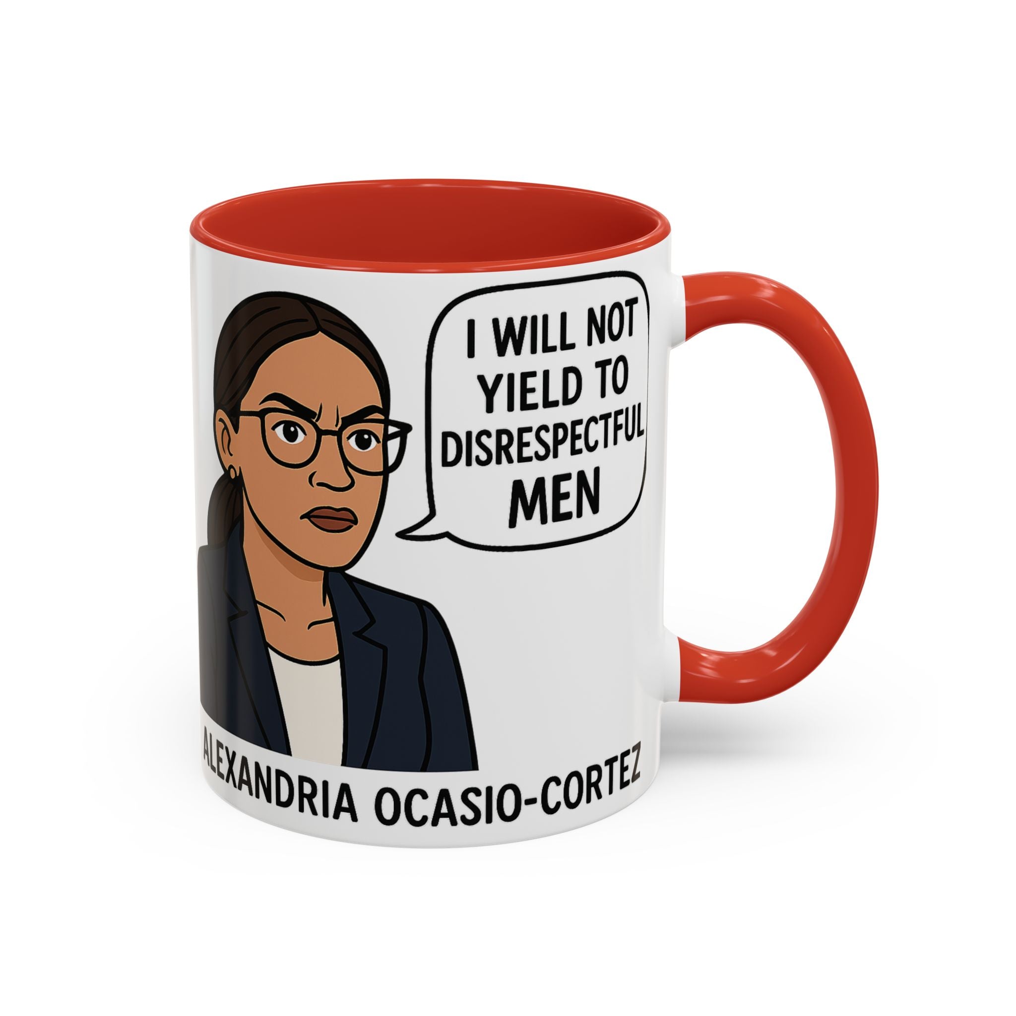 AOC Quote Mug - Feminist Mug - I Will Not Yield To Disrespectful Men - Democrat Gift - Anti Trump Anti MAGA - Female Empowerment Coffee Cup