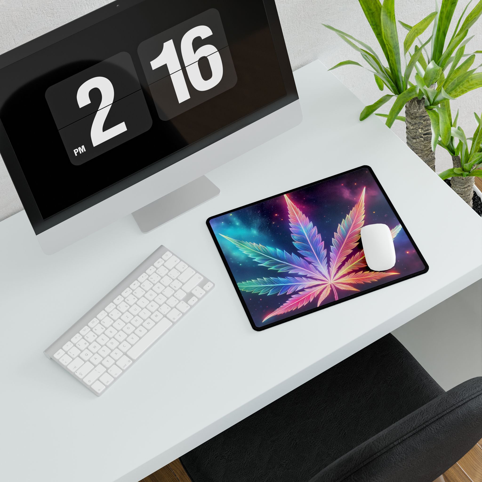 Trippy Galaxy Weed Desk Mat - Psychedelic Stoner Gaming Pad | 420 Dab Mat/ Dab Station | Cannabis Desk Decor | Galaxy Mousepad