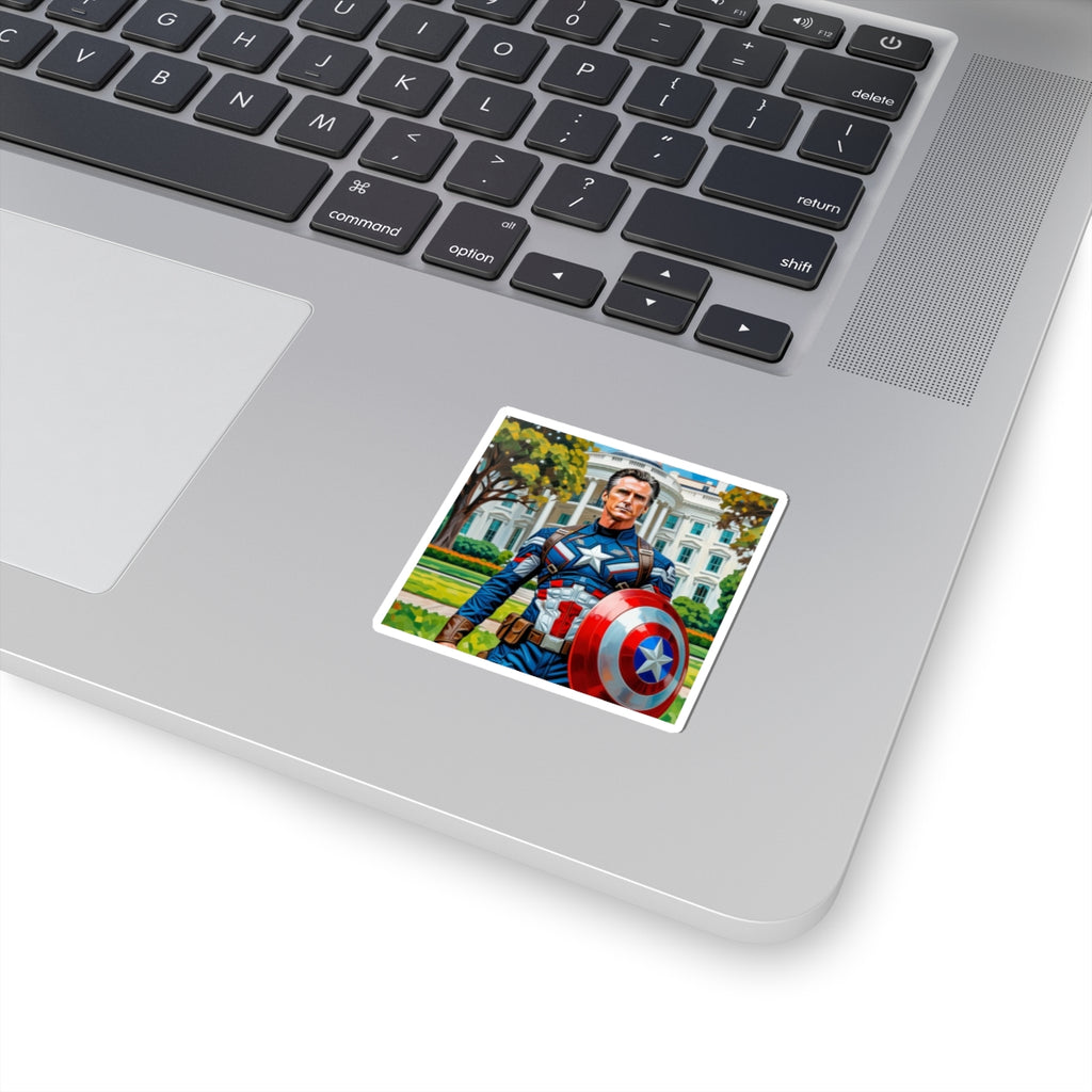 Gavin Newsom Captain America Sticker - Political Satire - Subtle Anti Trump Merch - Democrat Gift