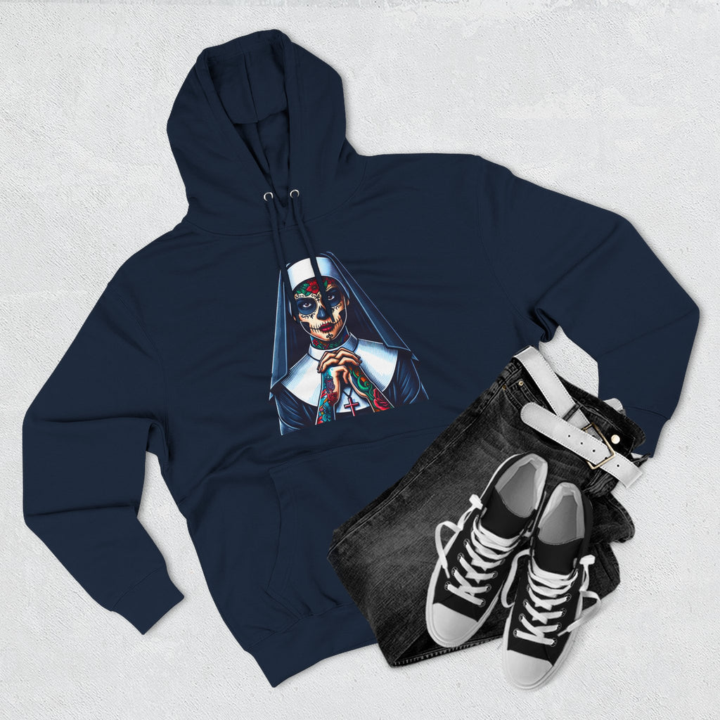 Day Of The Dead Hoodie - Sugar Skull Nun Hoodie - Día De Los Muertos - Halloween Nun - Goth Hoodie