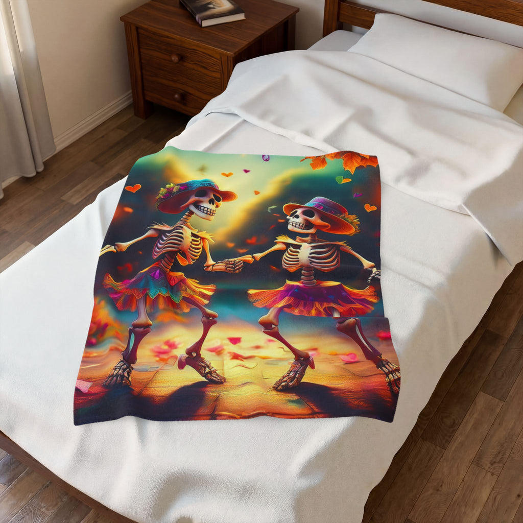 Dancing Skeleton Halloween Blanket - Dia Des Mortes Decor - Day Of The Dead Blanket - Halloween Decor