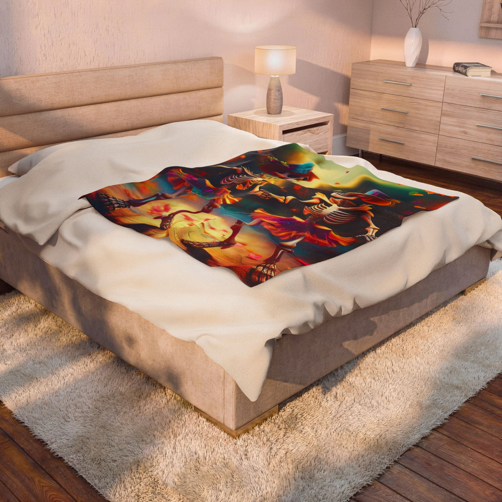 Dancing Skeleton Halloween Blanket - Dia Des Mortes Decor - Day Of The Dead Blanket - Halloween Decor
